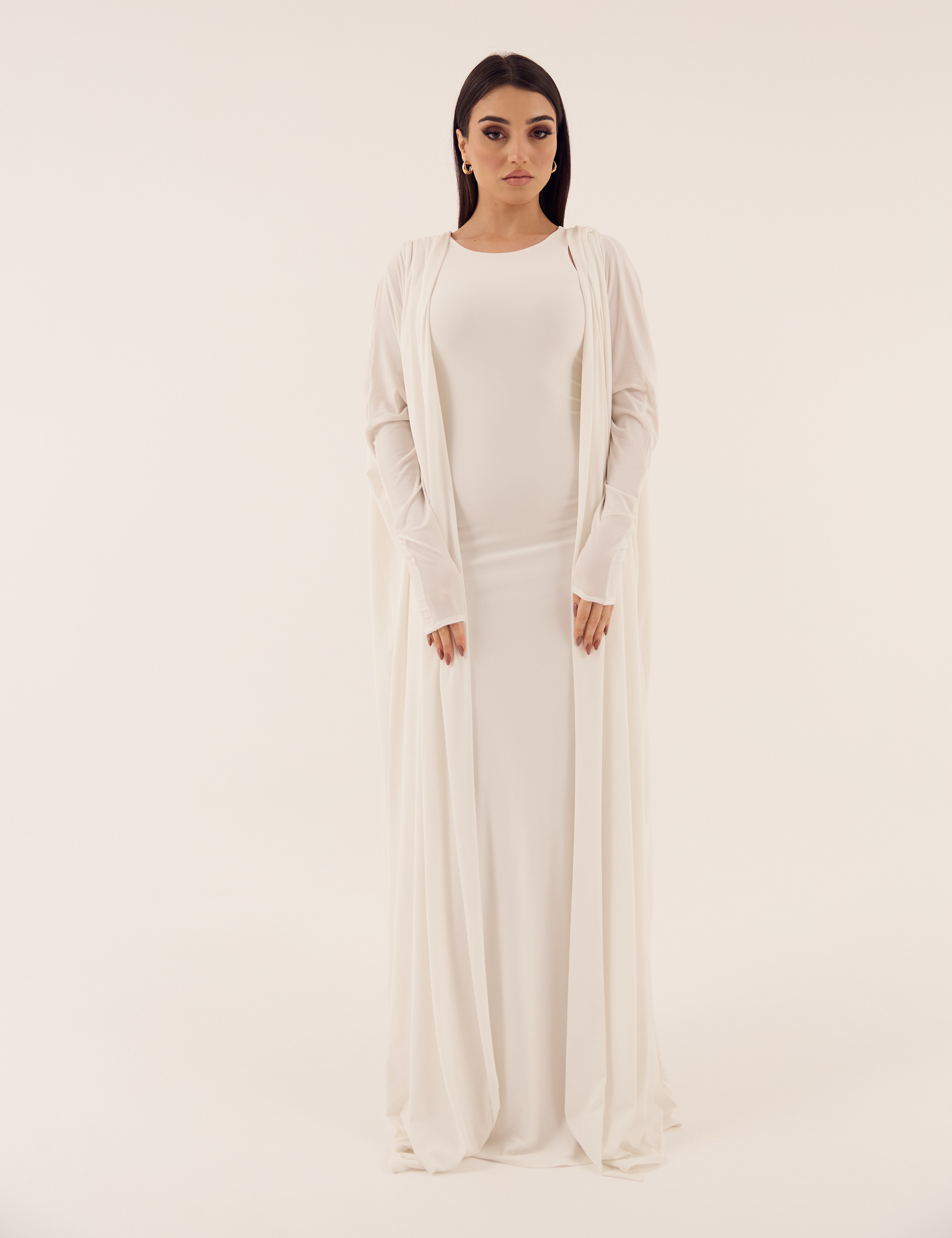 White Stretch Abaya