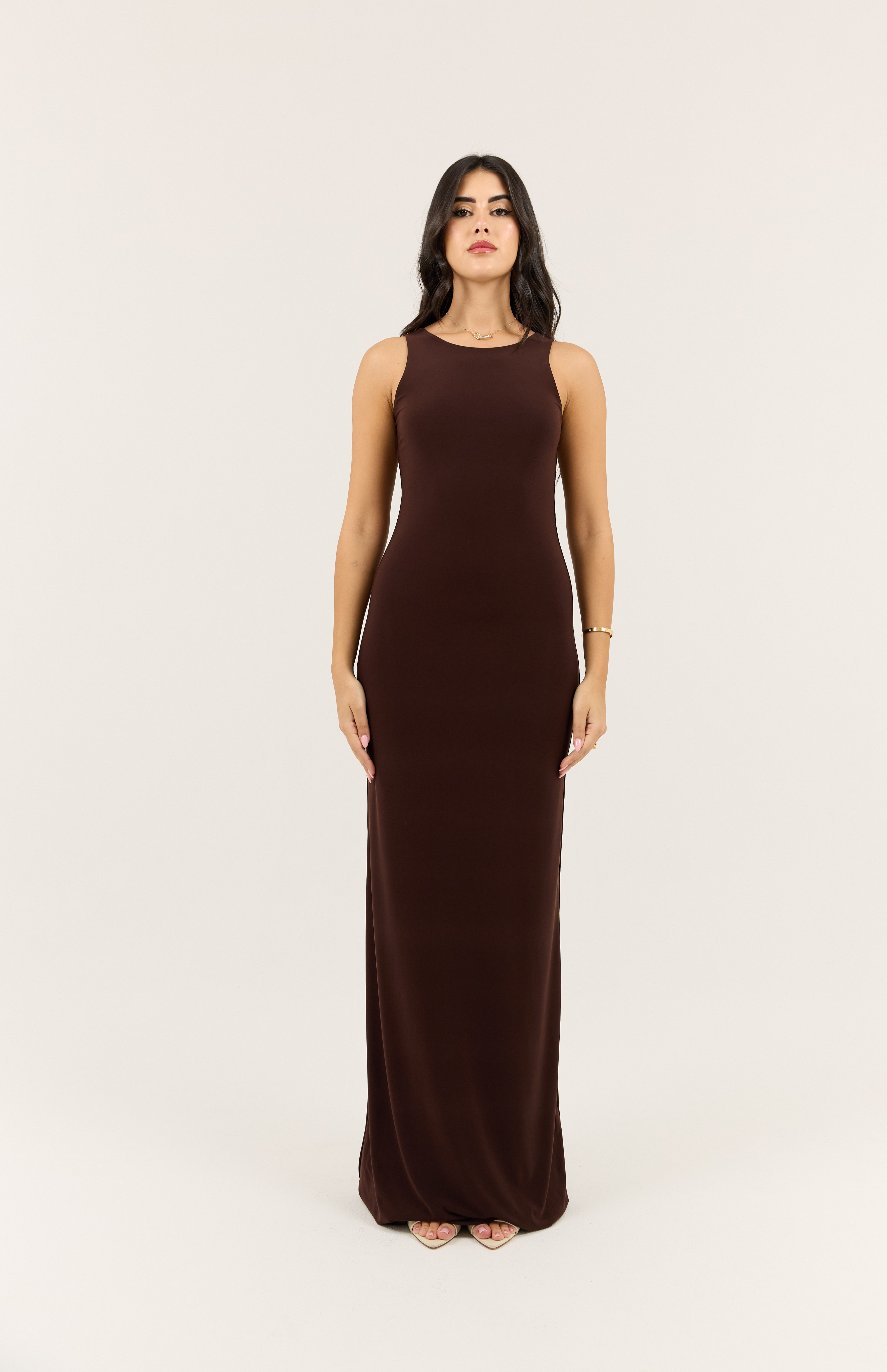 Brown Basic Dress - Sculpting Fit