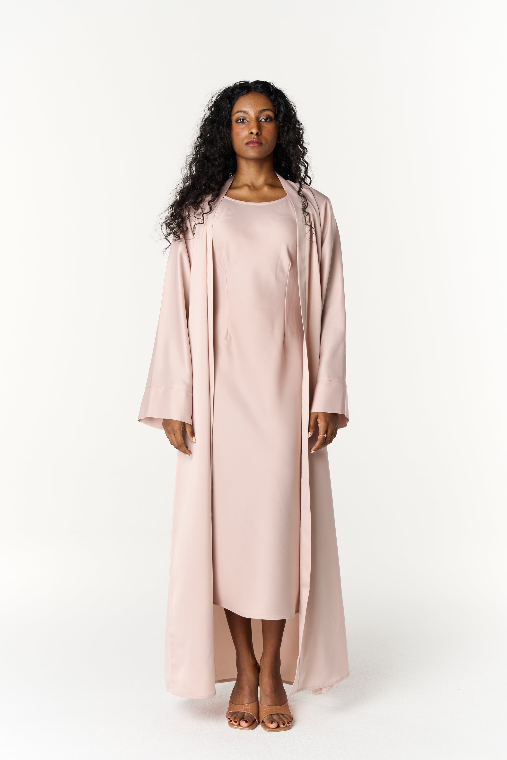 Elegant Satin Abaya Beige
