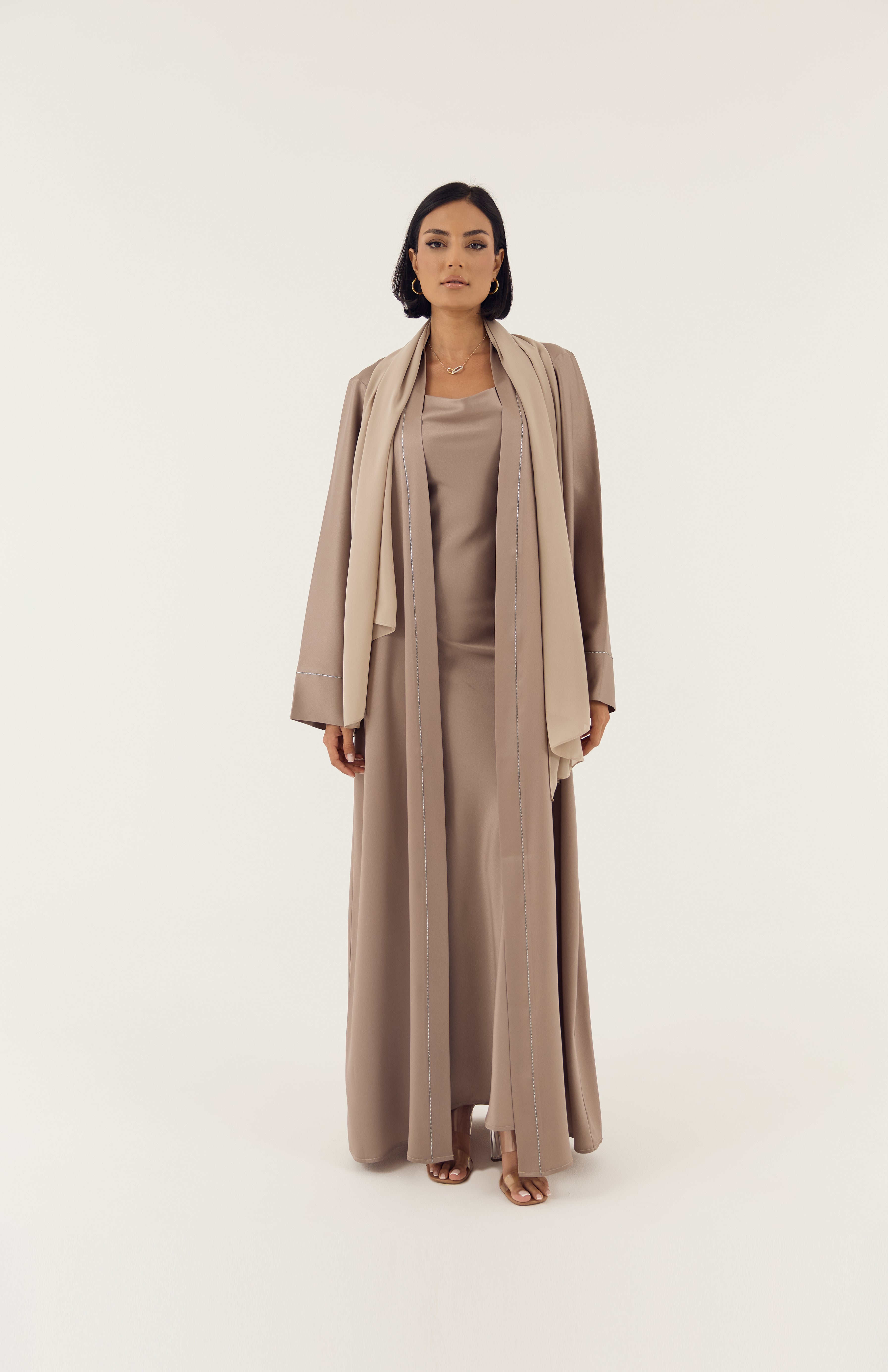 Nude 4-Piece Emirati Satin Set