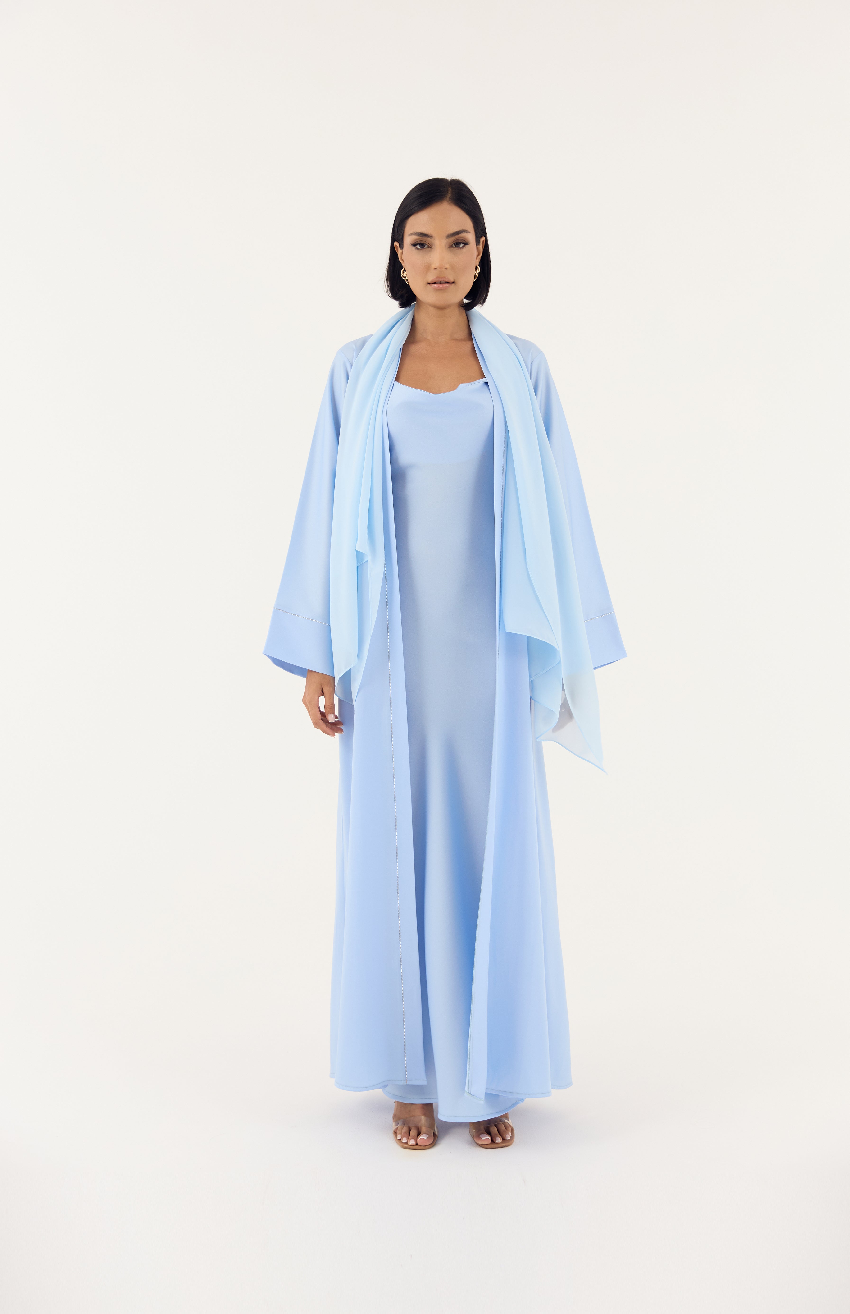 Blue 4-Piece Emirati Satin Set