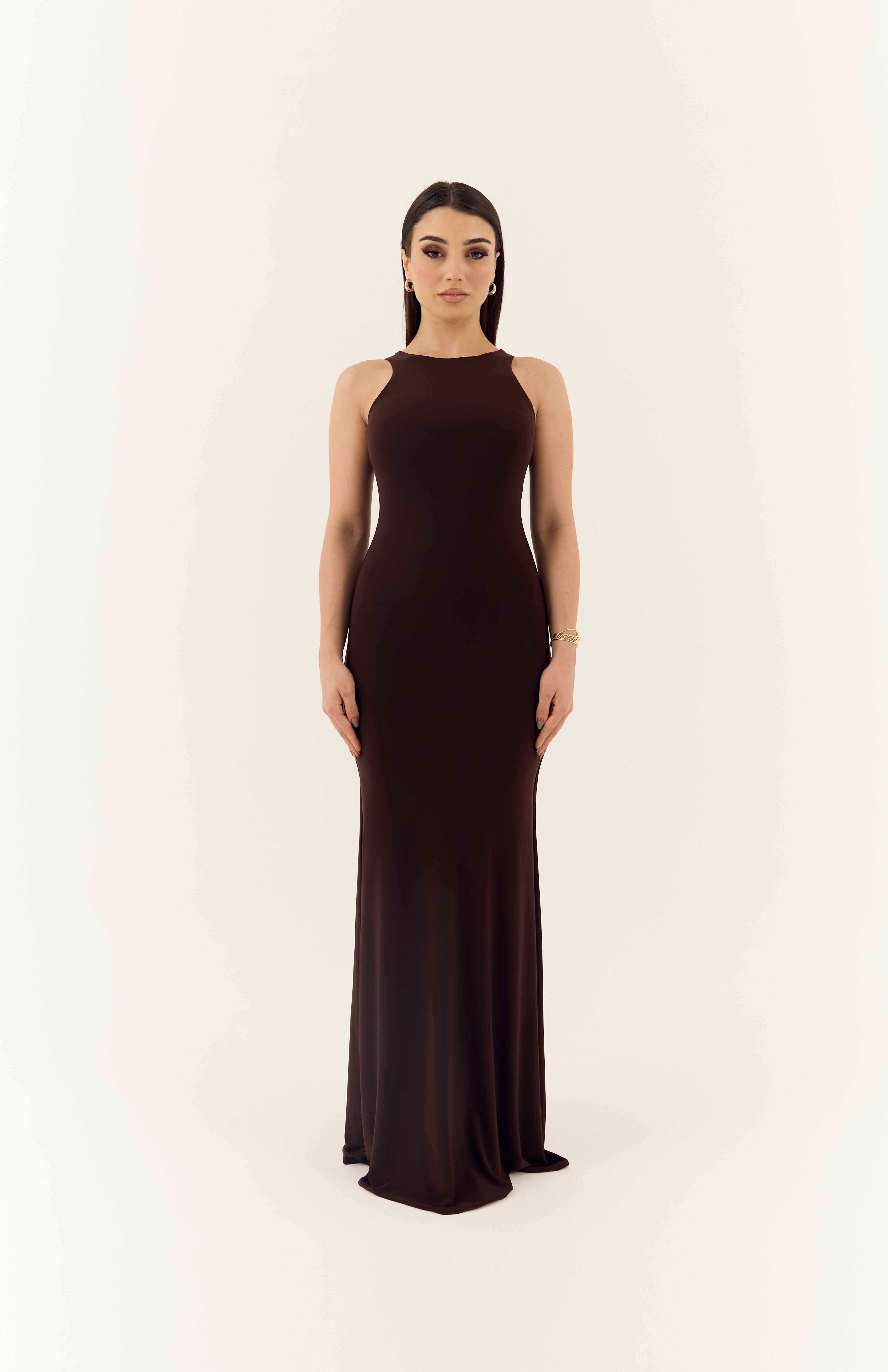 Brown Basic Dress - Sculpting Fit