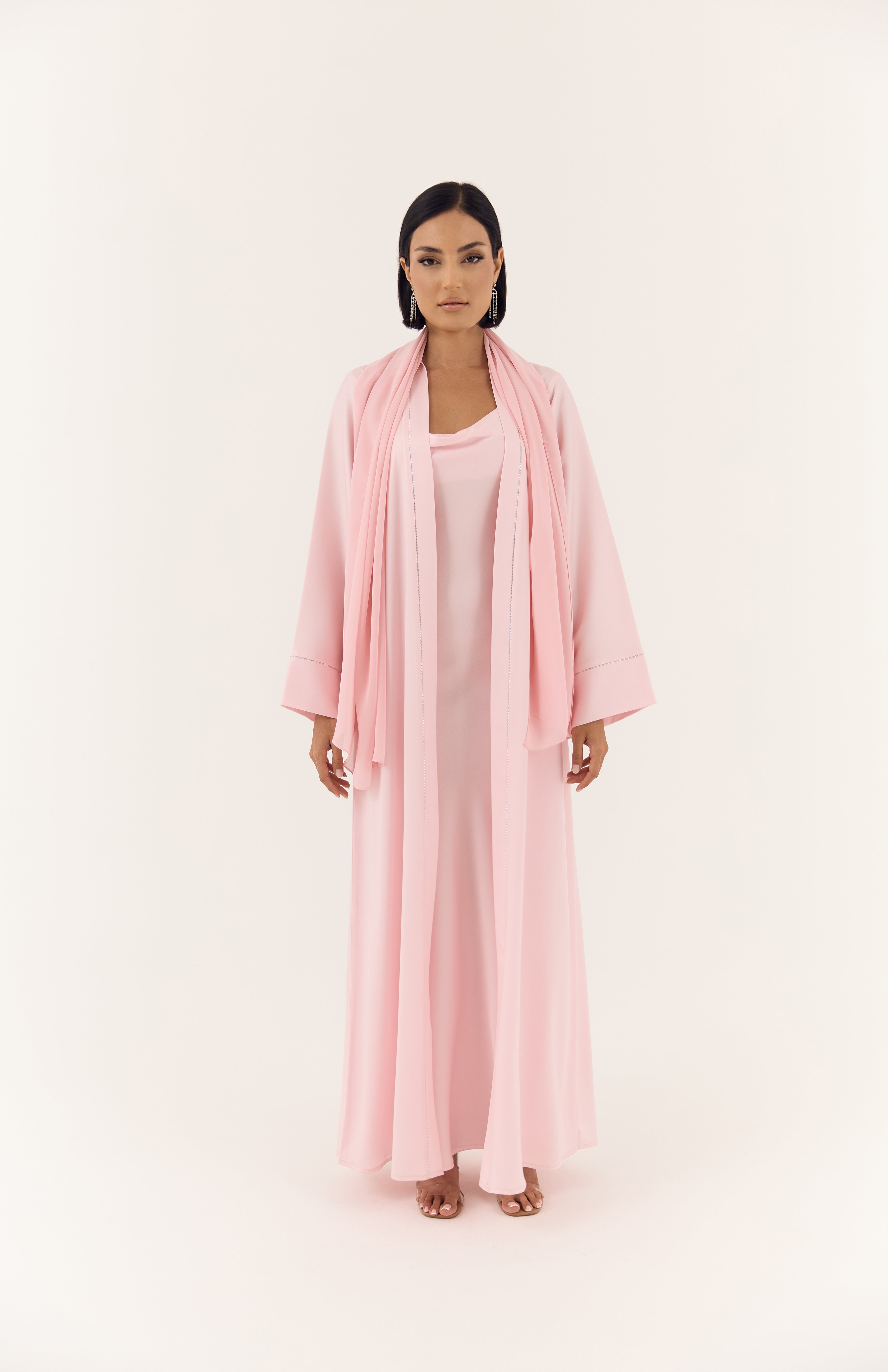 Pink 4-Piece Emirati Satin Set