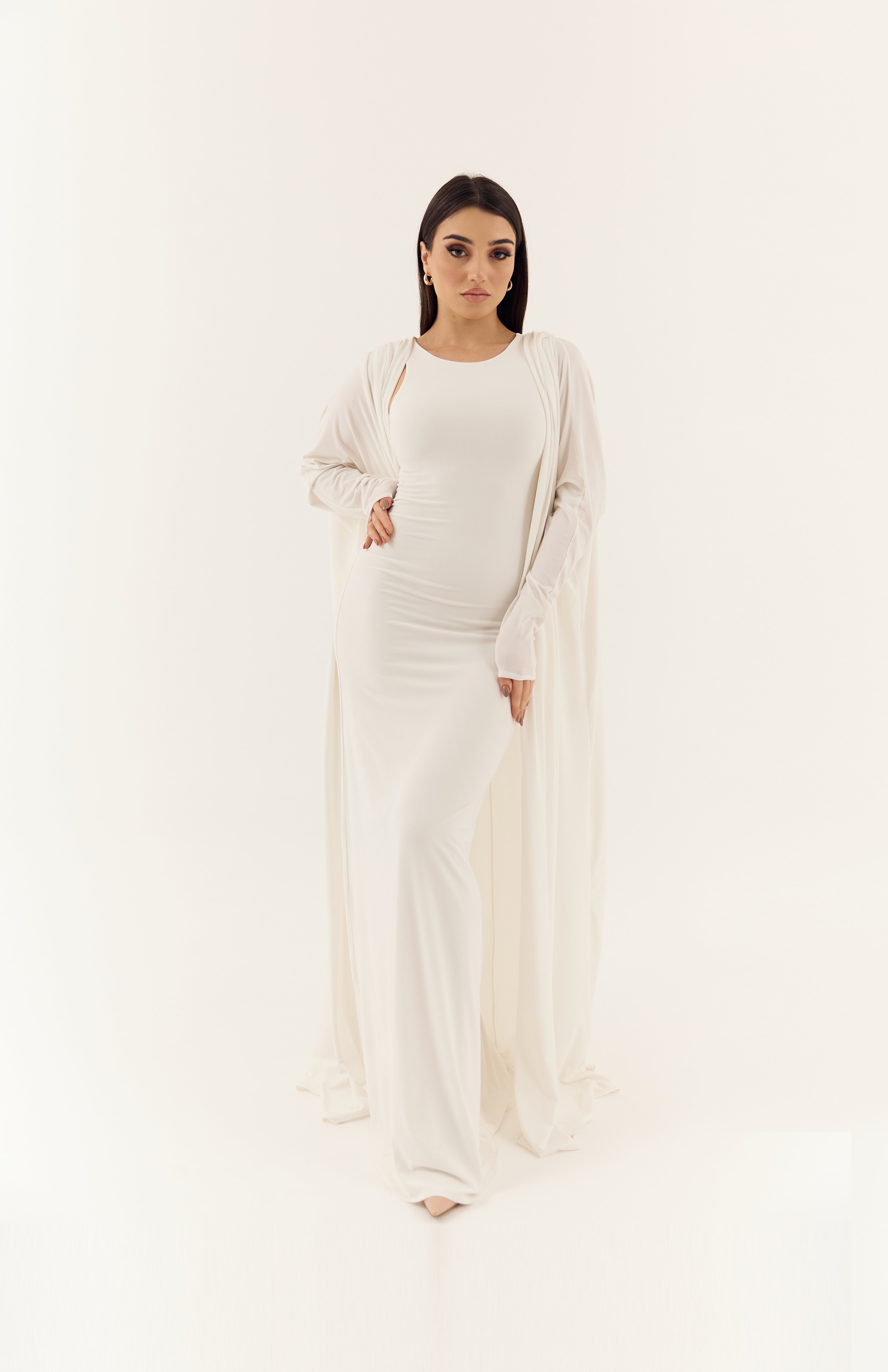 White Stretch Abaya