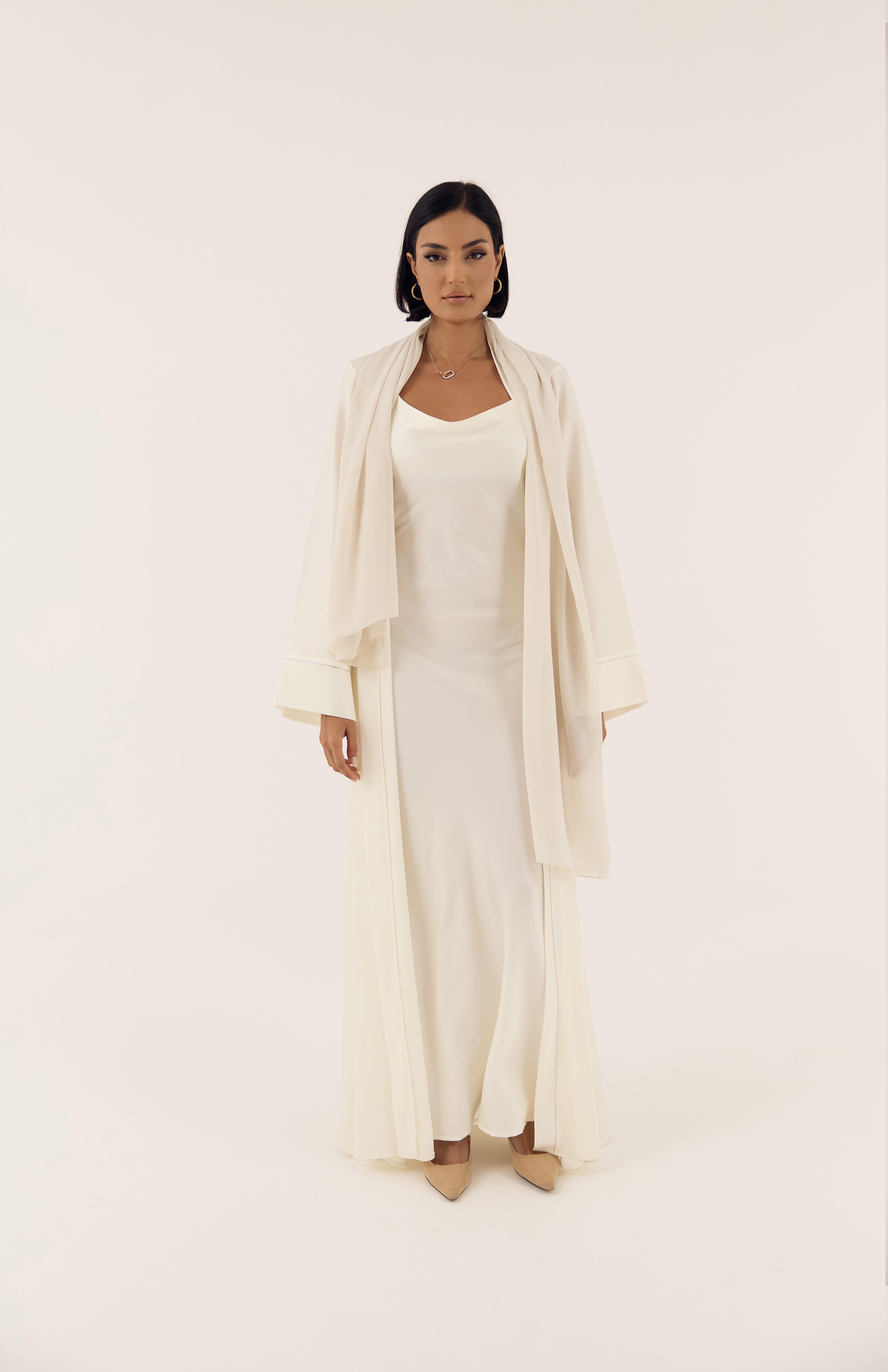White 4-Piece Emirati Satin Set