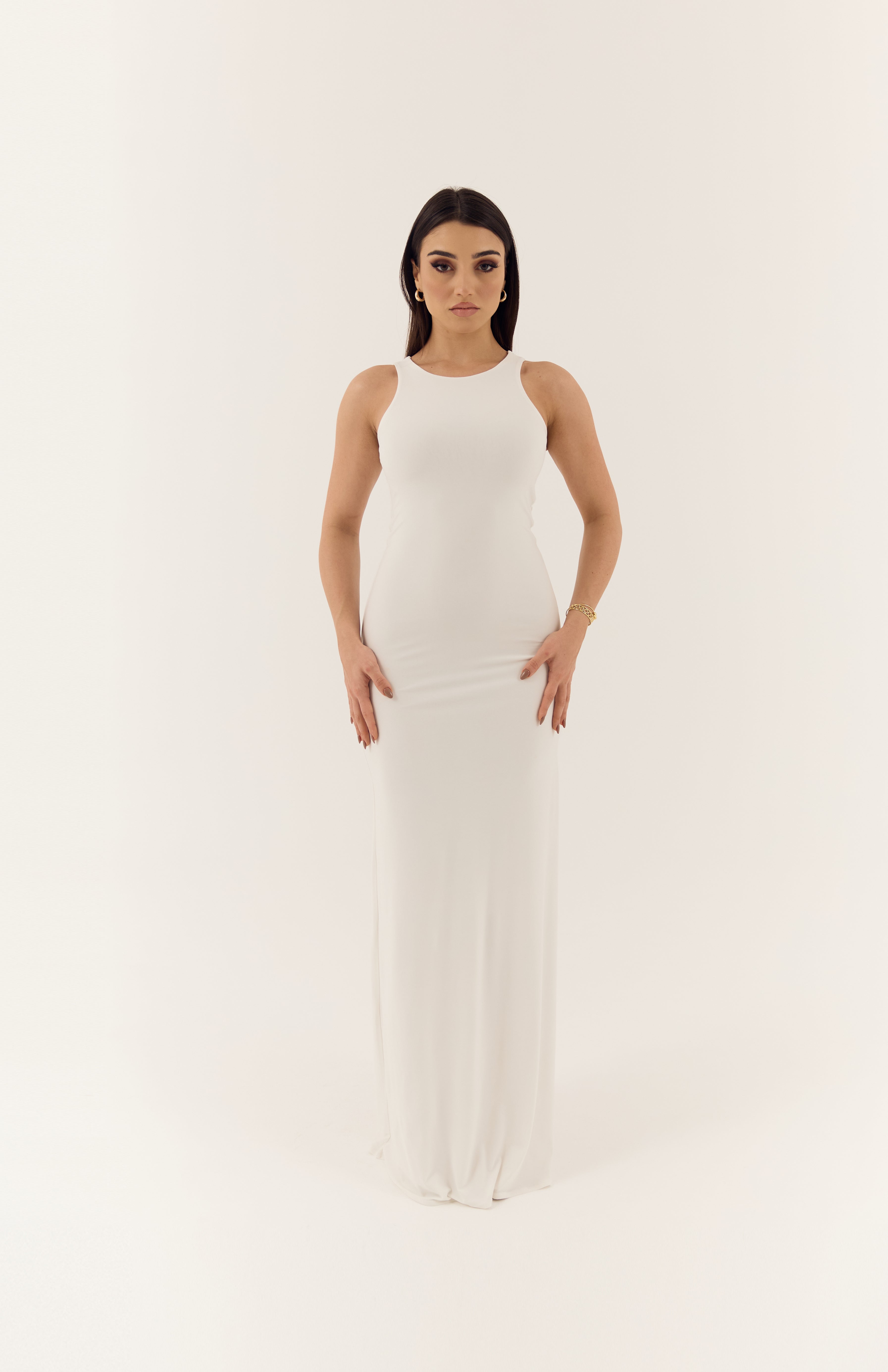 White Basic Dress - Sculpting Fit