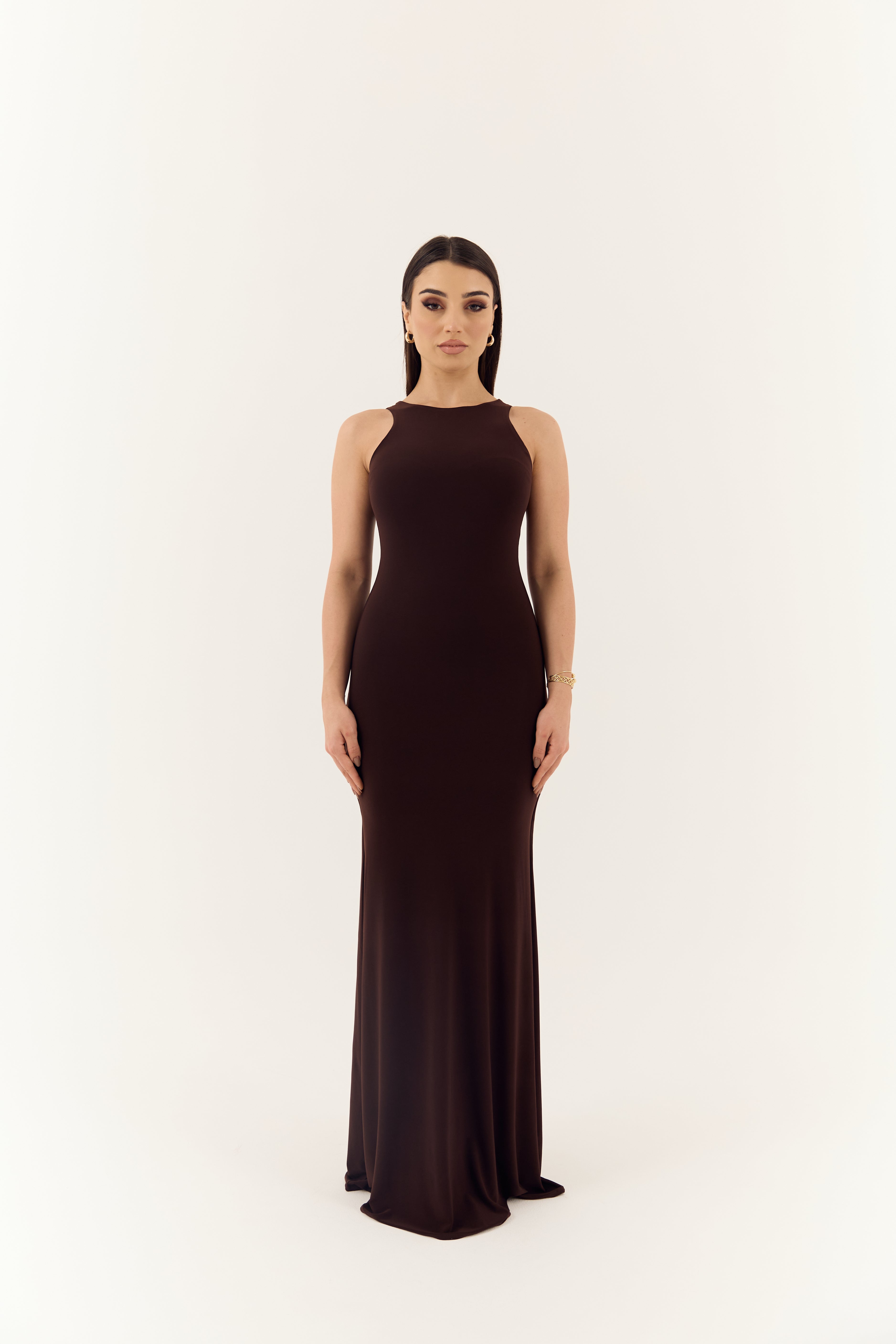 Brown Basic Dress - Sculpting Fit