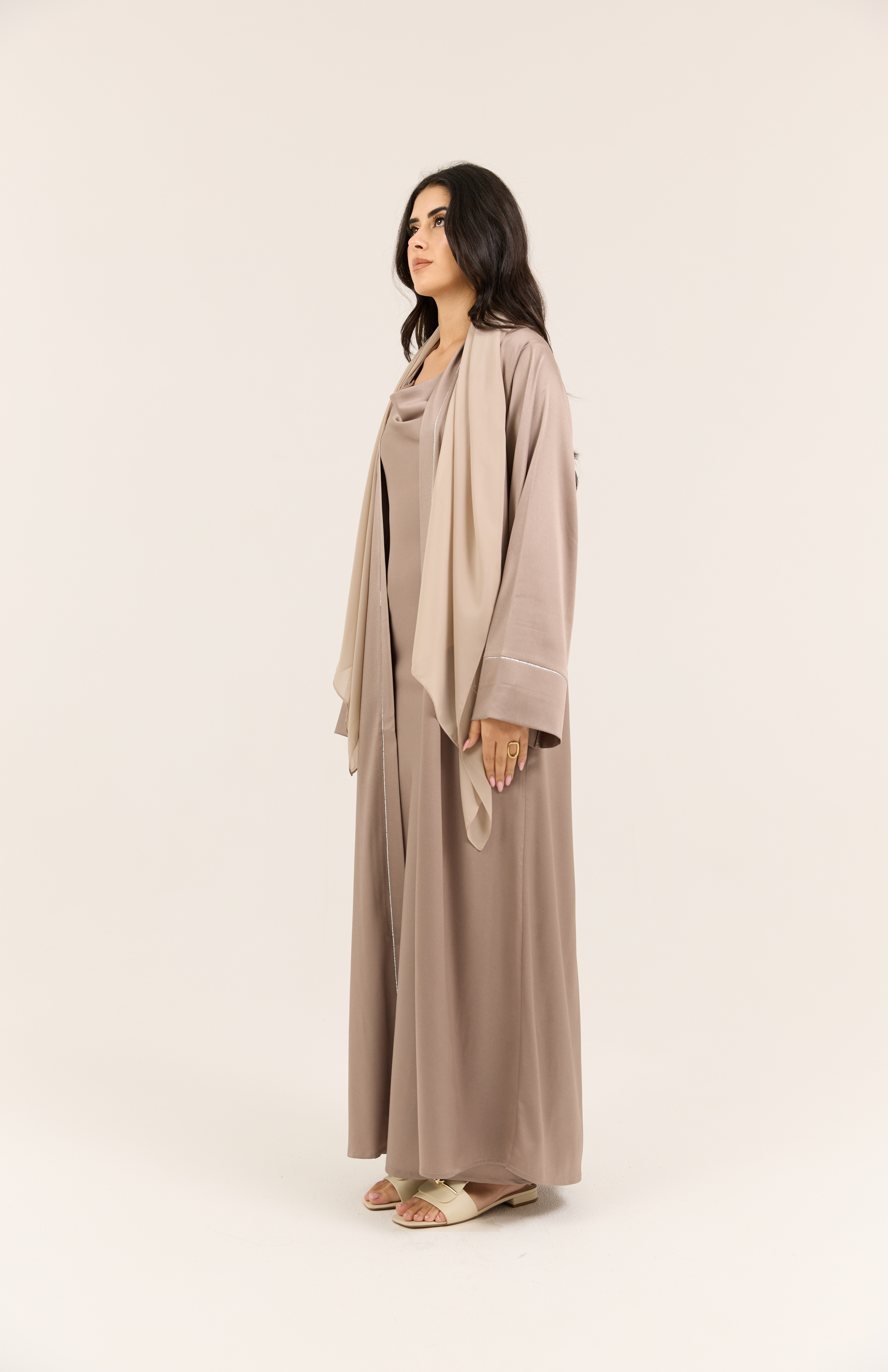 Nude 4-Piece Emirati Satin Set