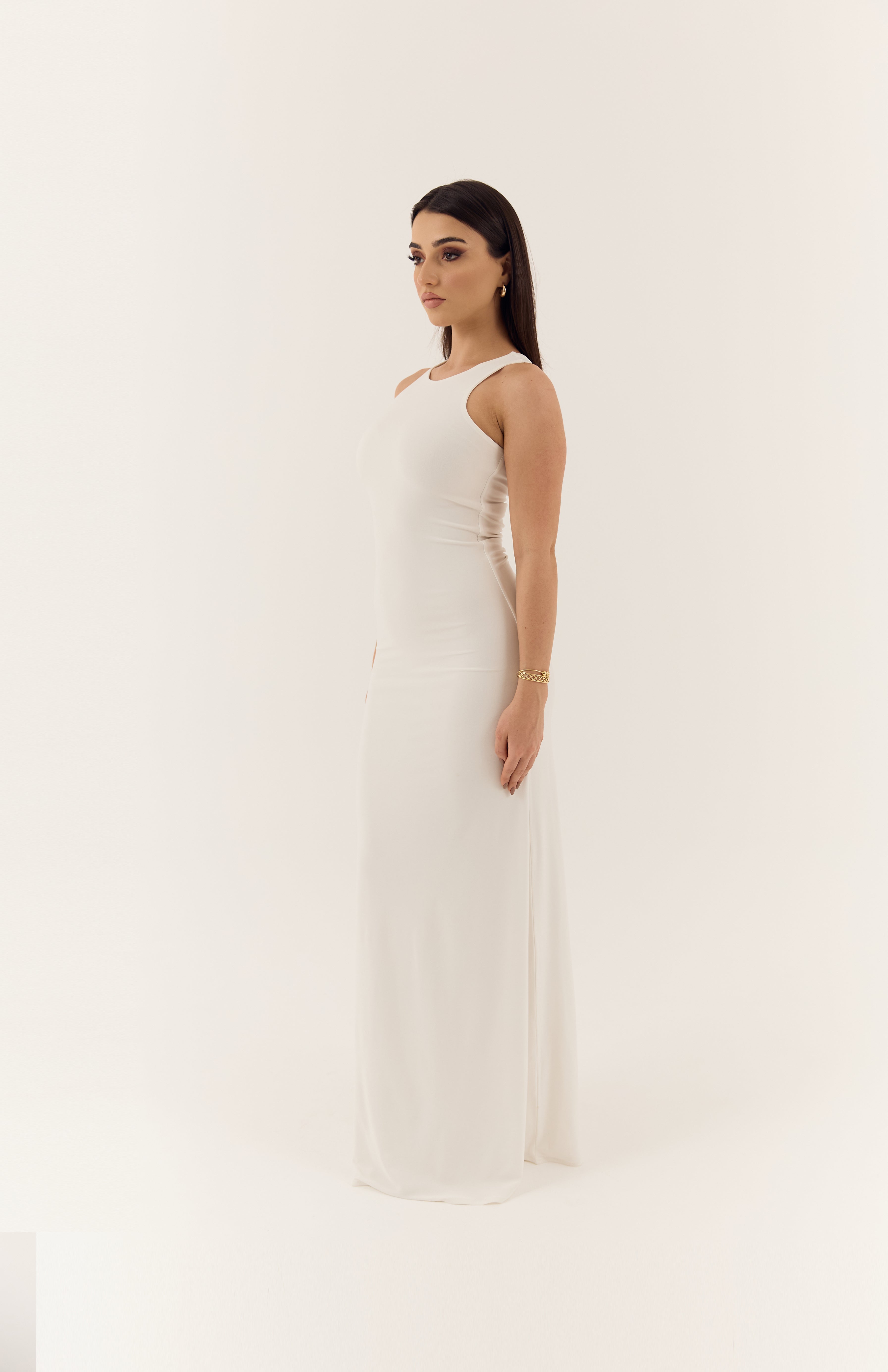 White Basic Dress - Sculpting Fit