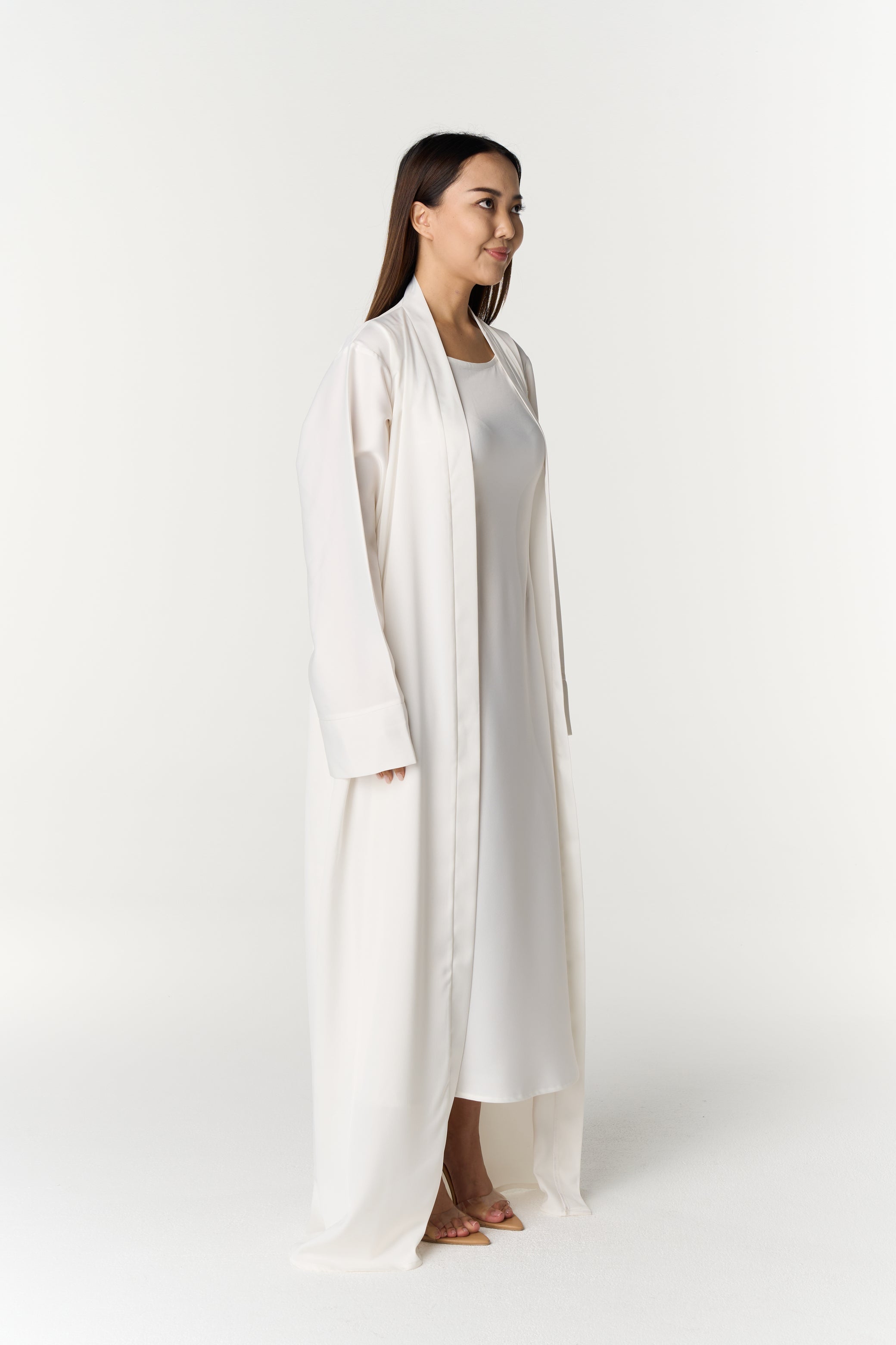 Elegant Satin Abaya white