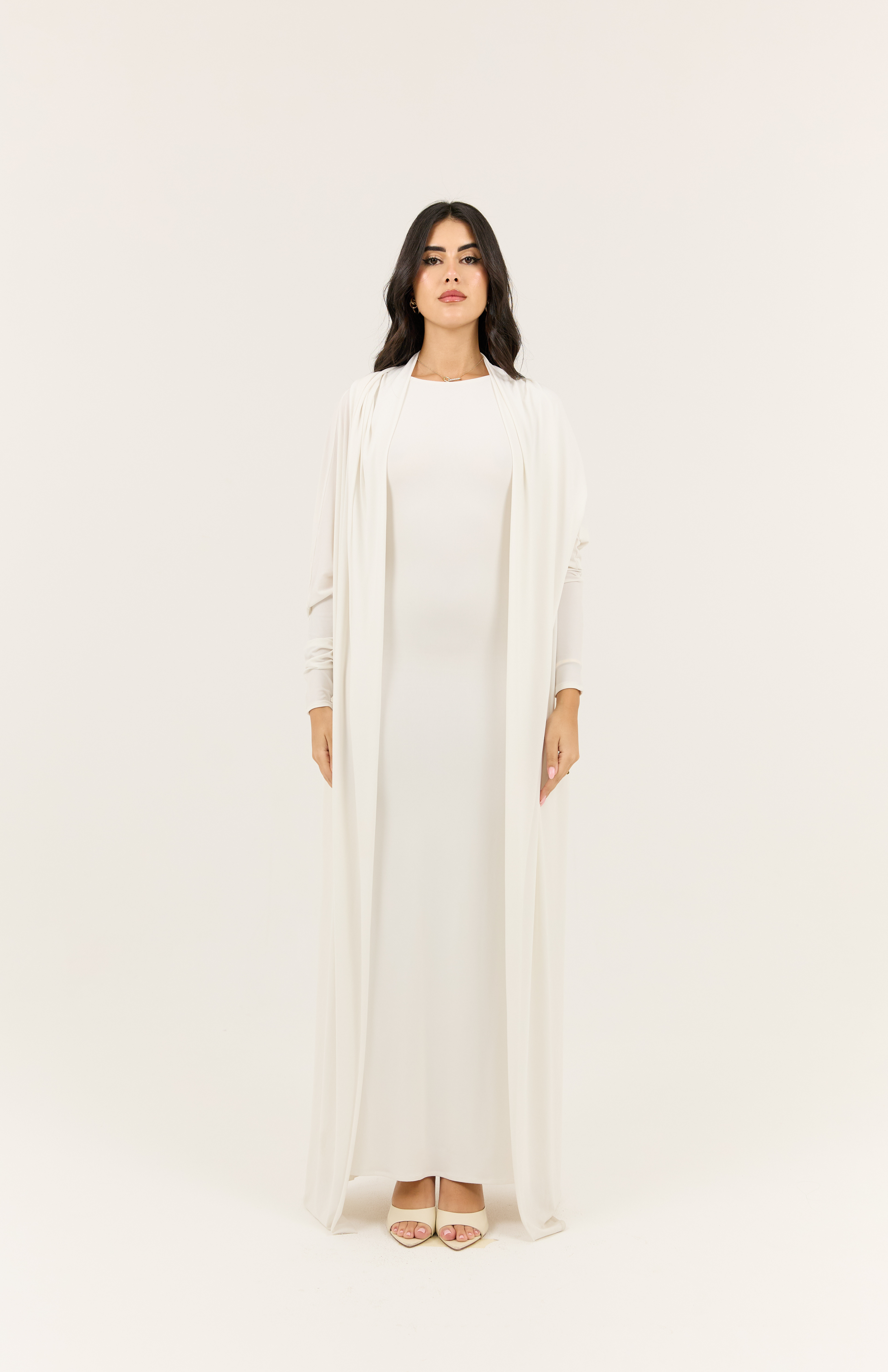 White Stretch Abaya