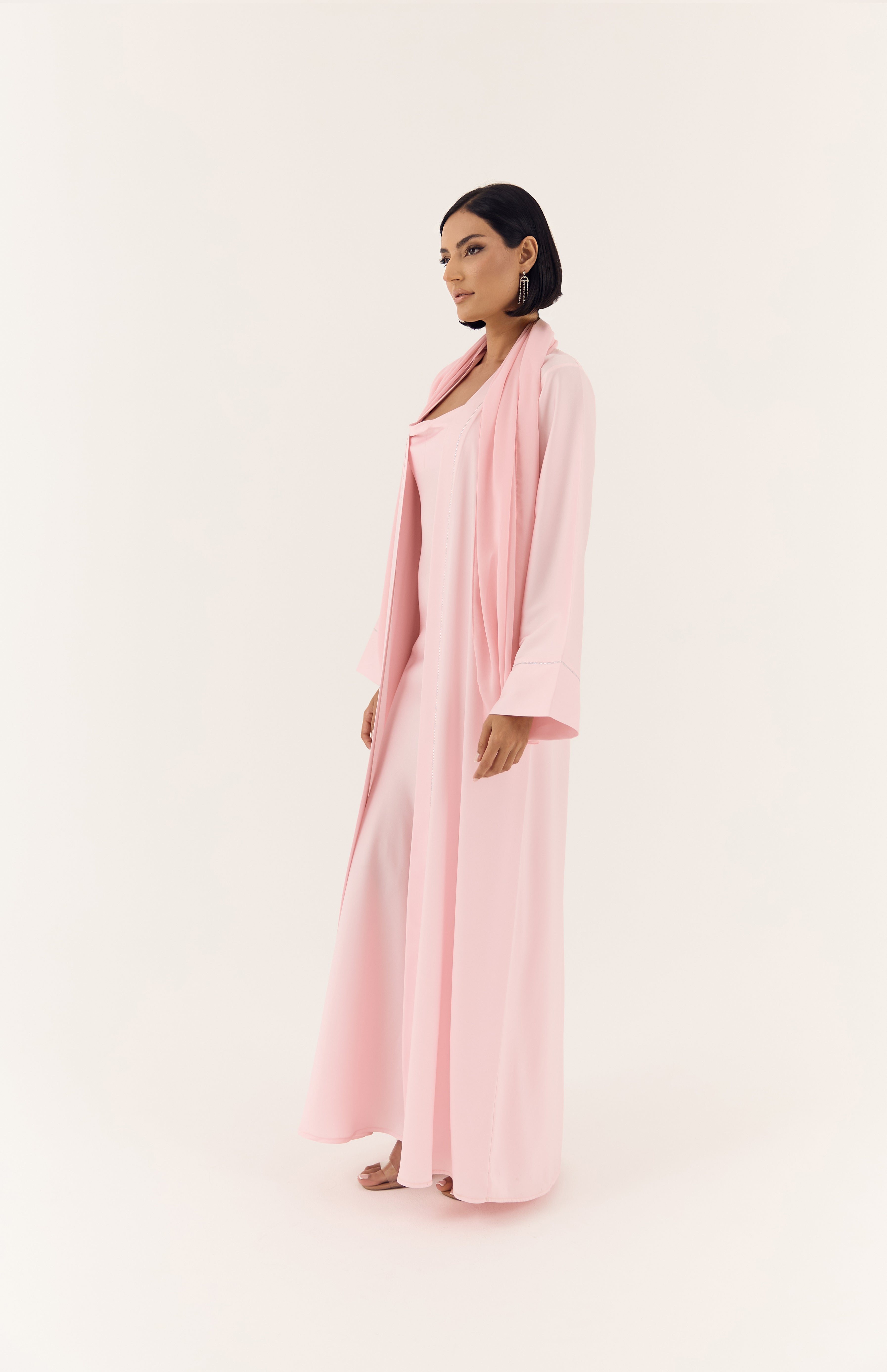 Pink 4-Piece Emirati Satin Set