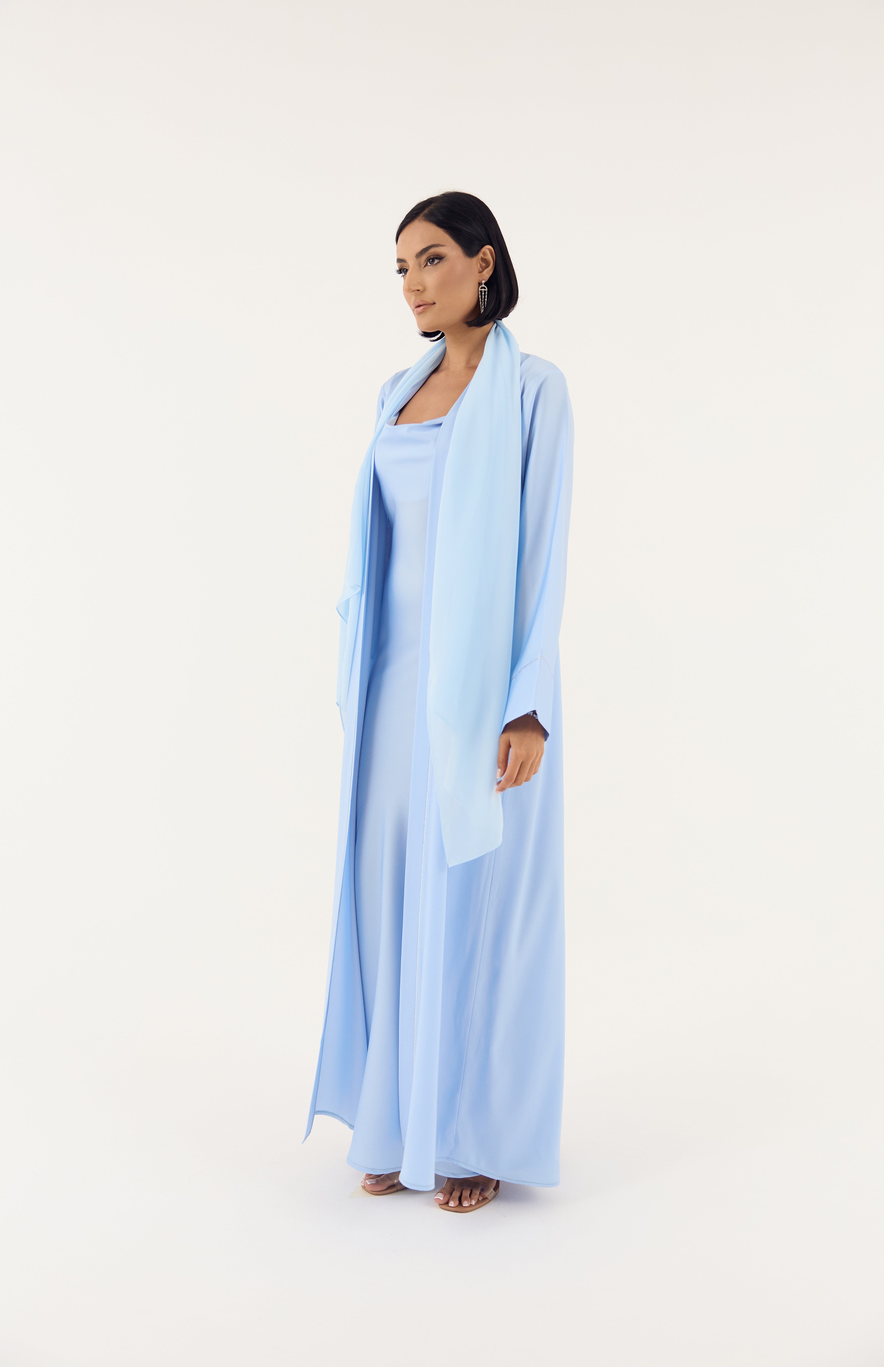 Blue 4-Piece Emirati Satin Set