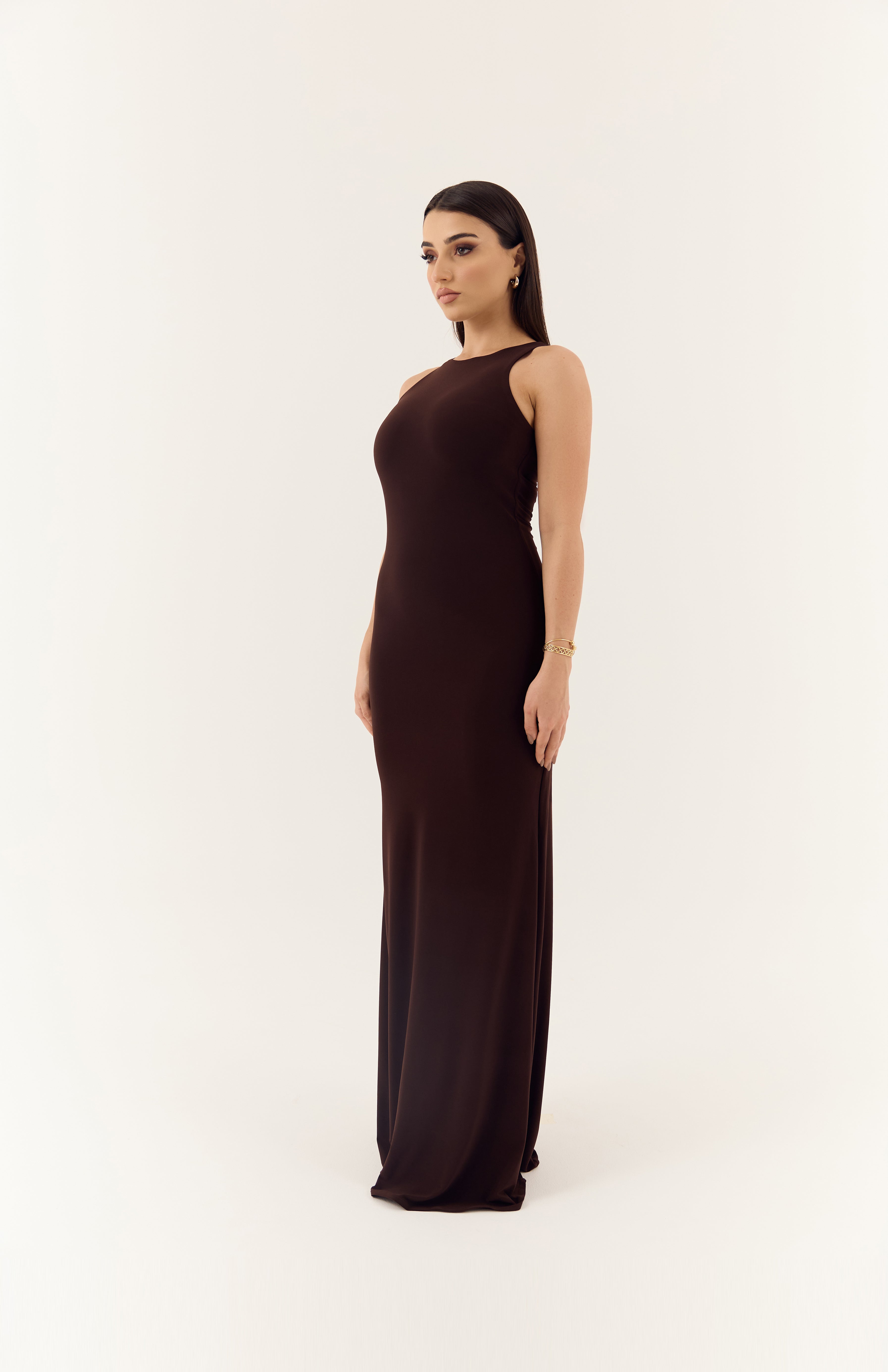 Brown Basic Dress - Sculpting Fit