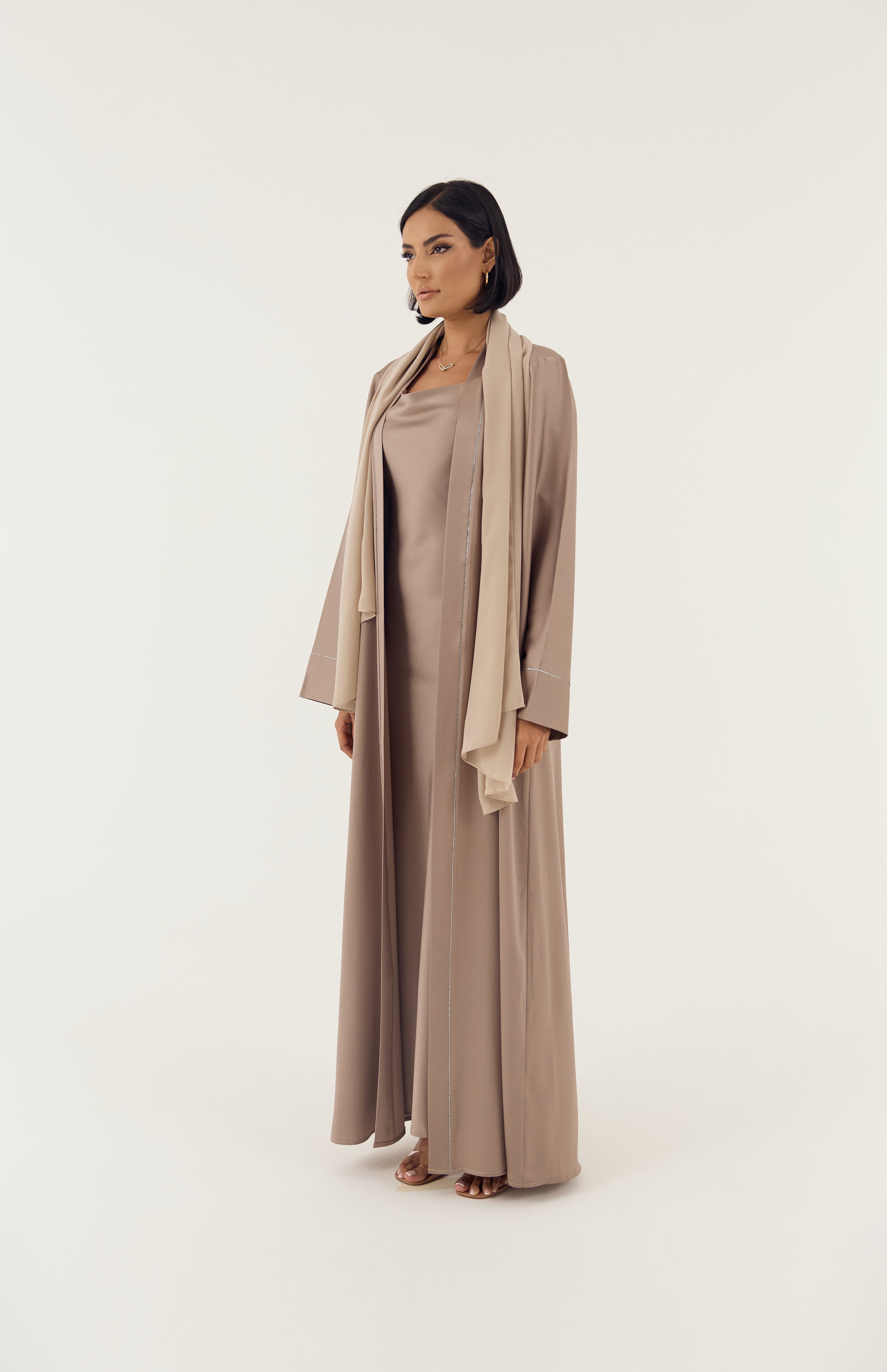 Nude 4-Piece Emirati Satin Set