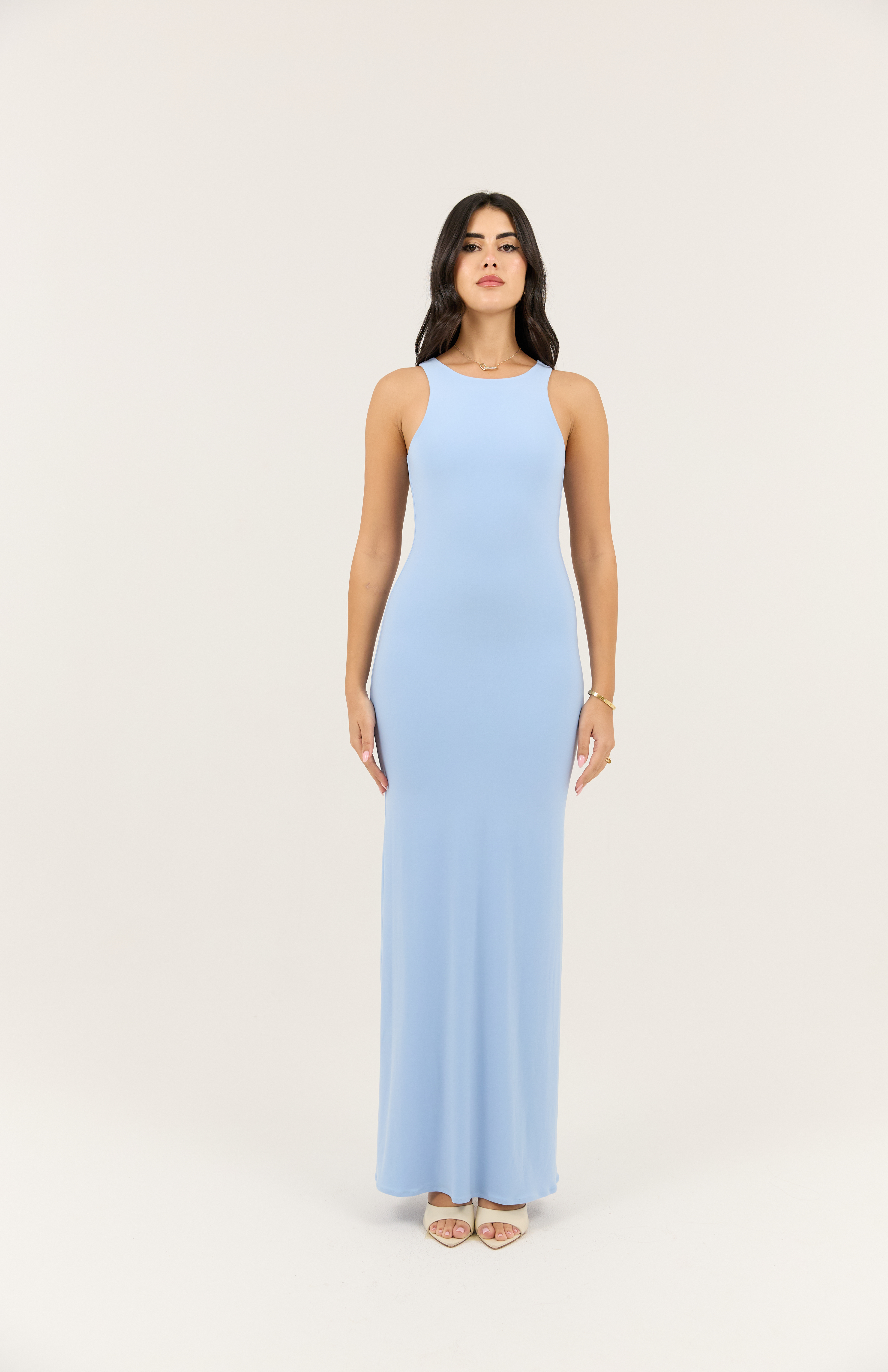 Blue Basic Dress Sculpting Fit