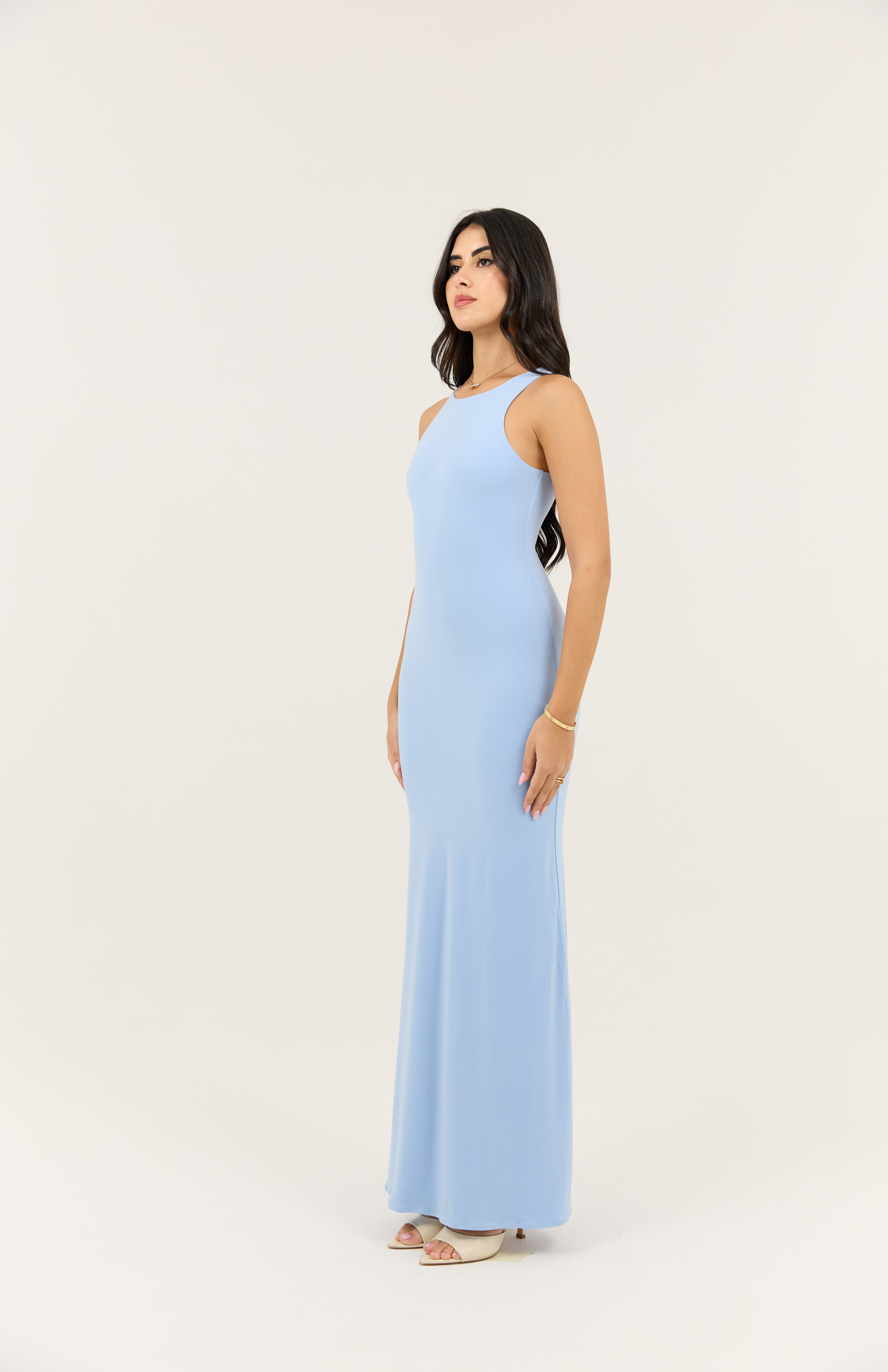 Blue Basic Dress Sculpting Fit