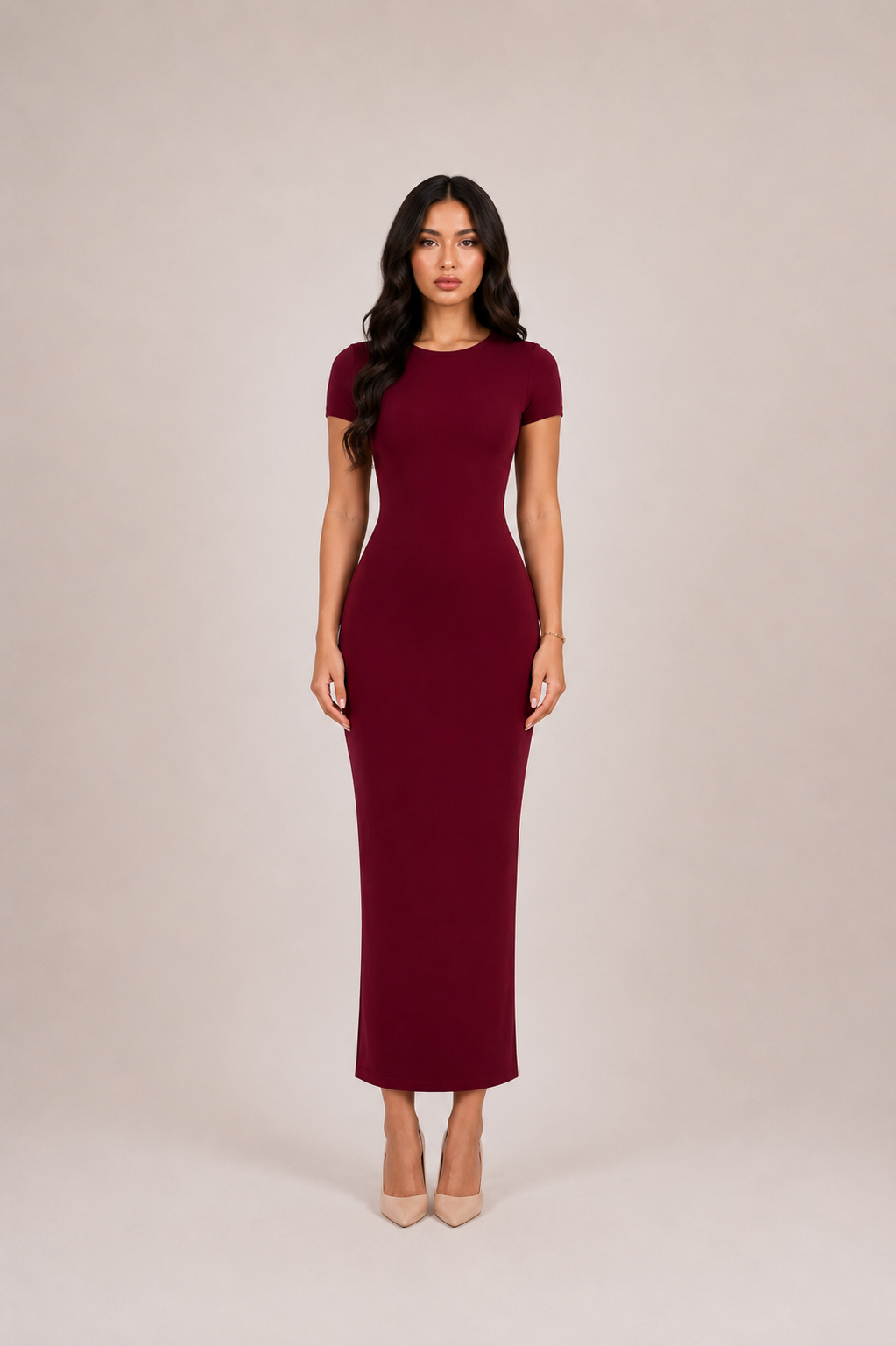 Basic Tee Dress - Cherry