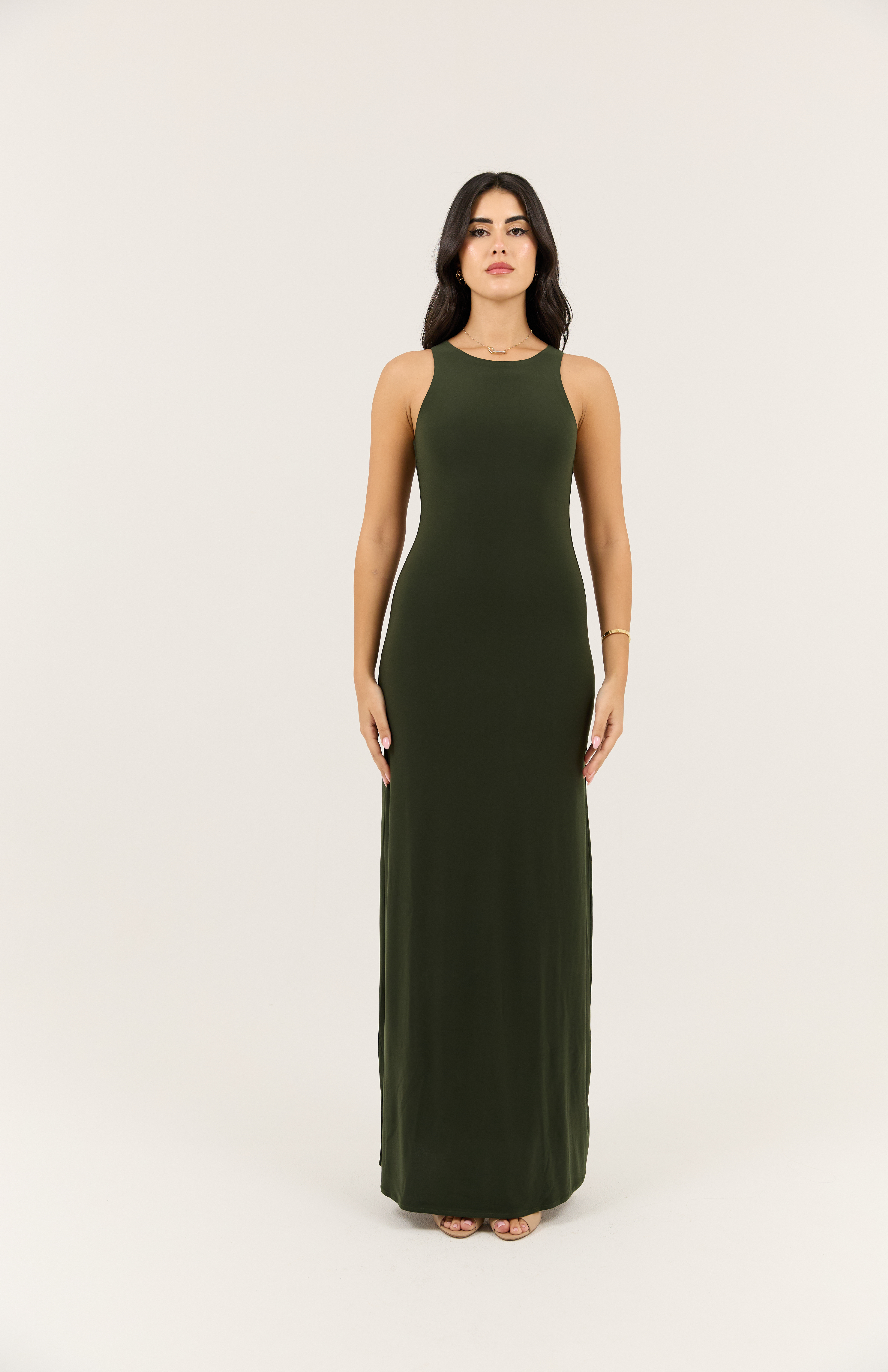 Green Basic Dress Sculpting Fit