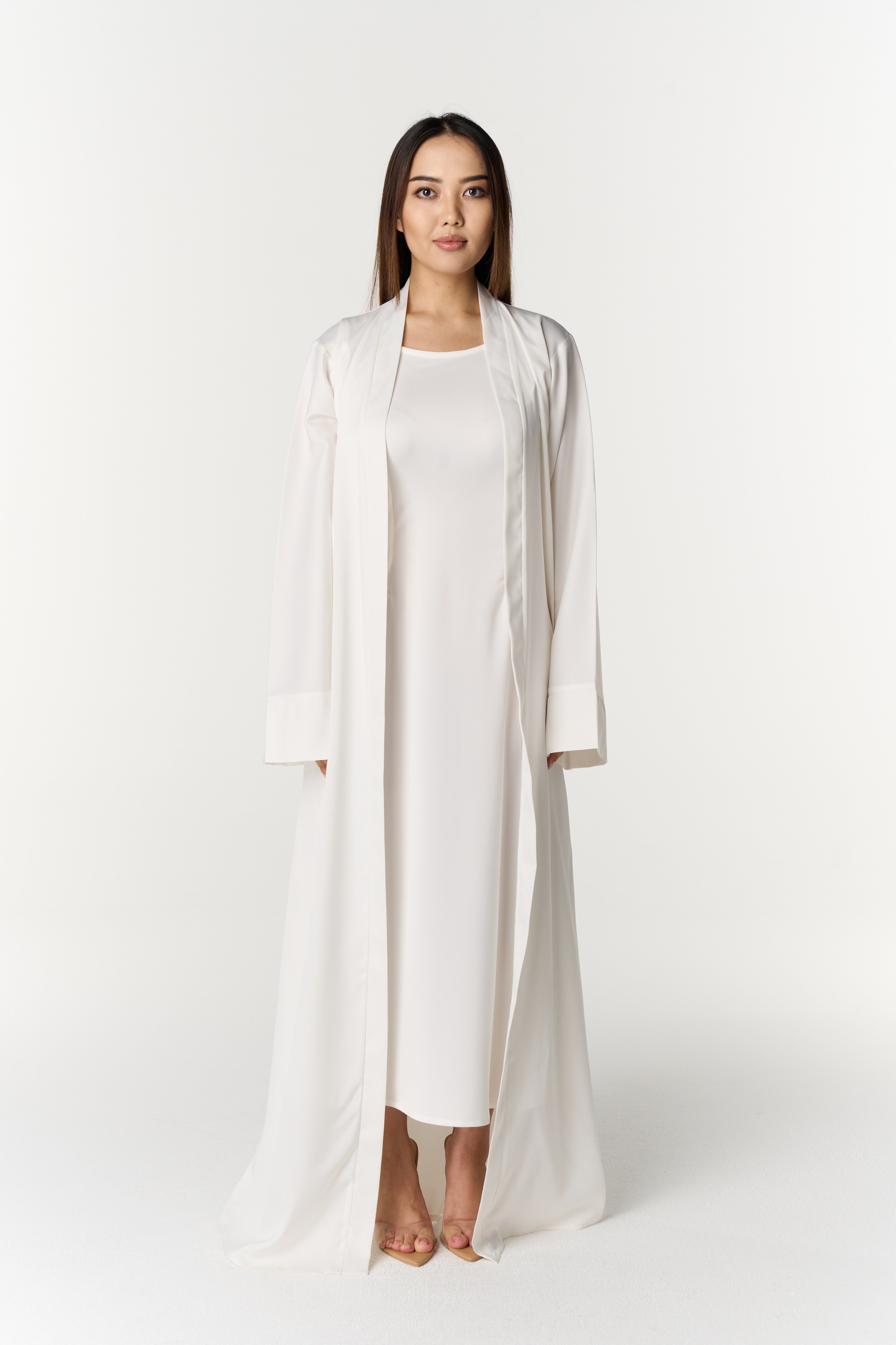 Elegant Satin Abaya white