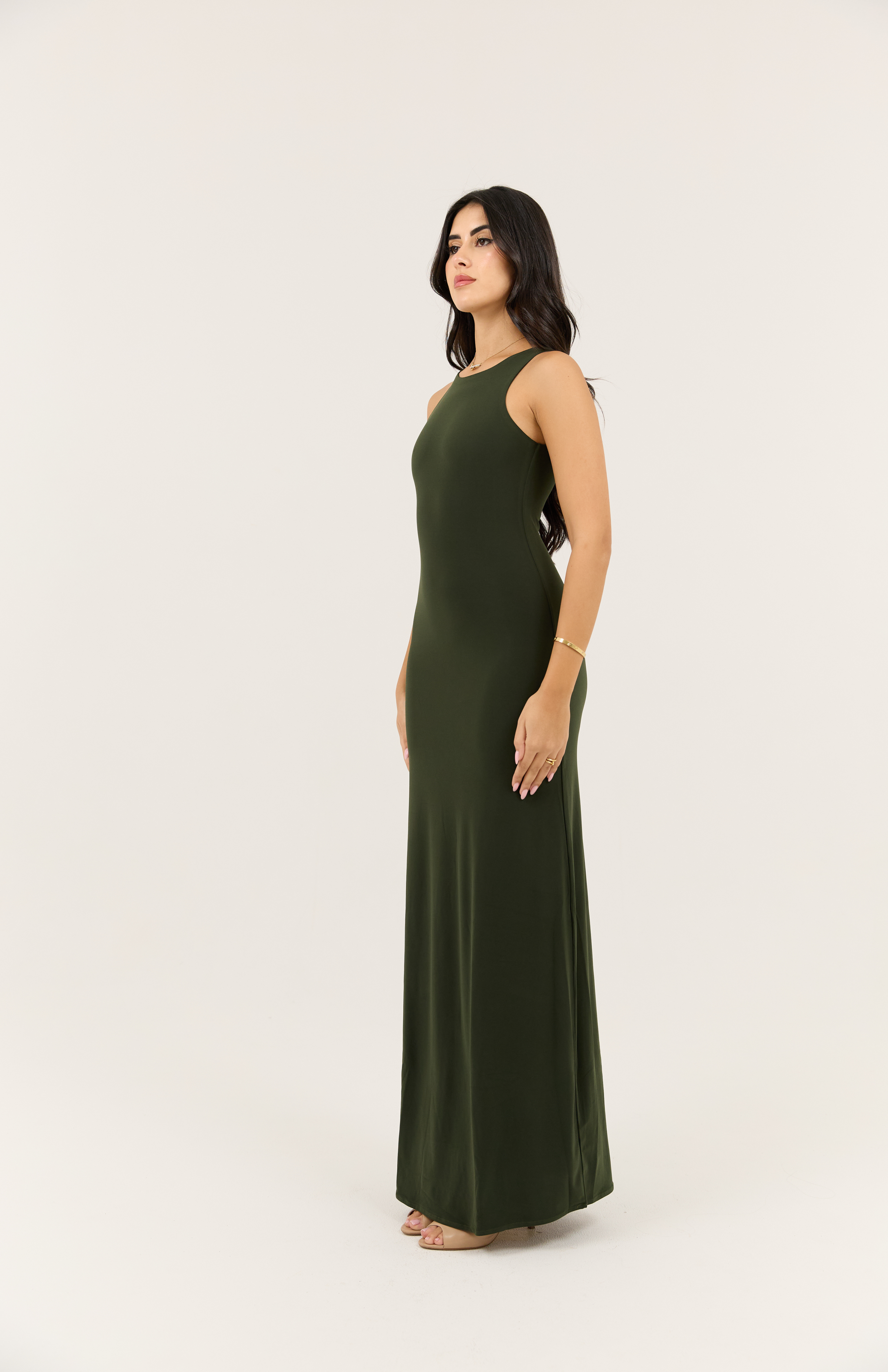 Green Basic Dress Sculpting Fit