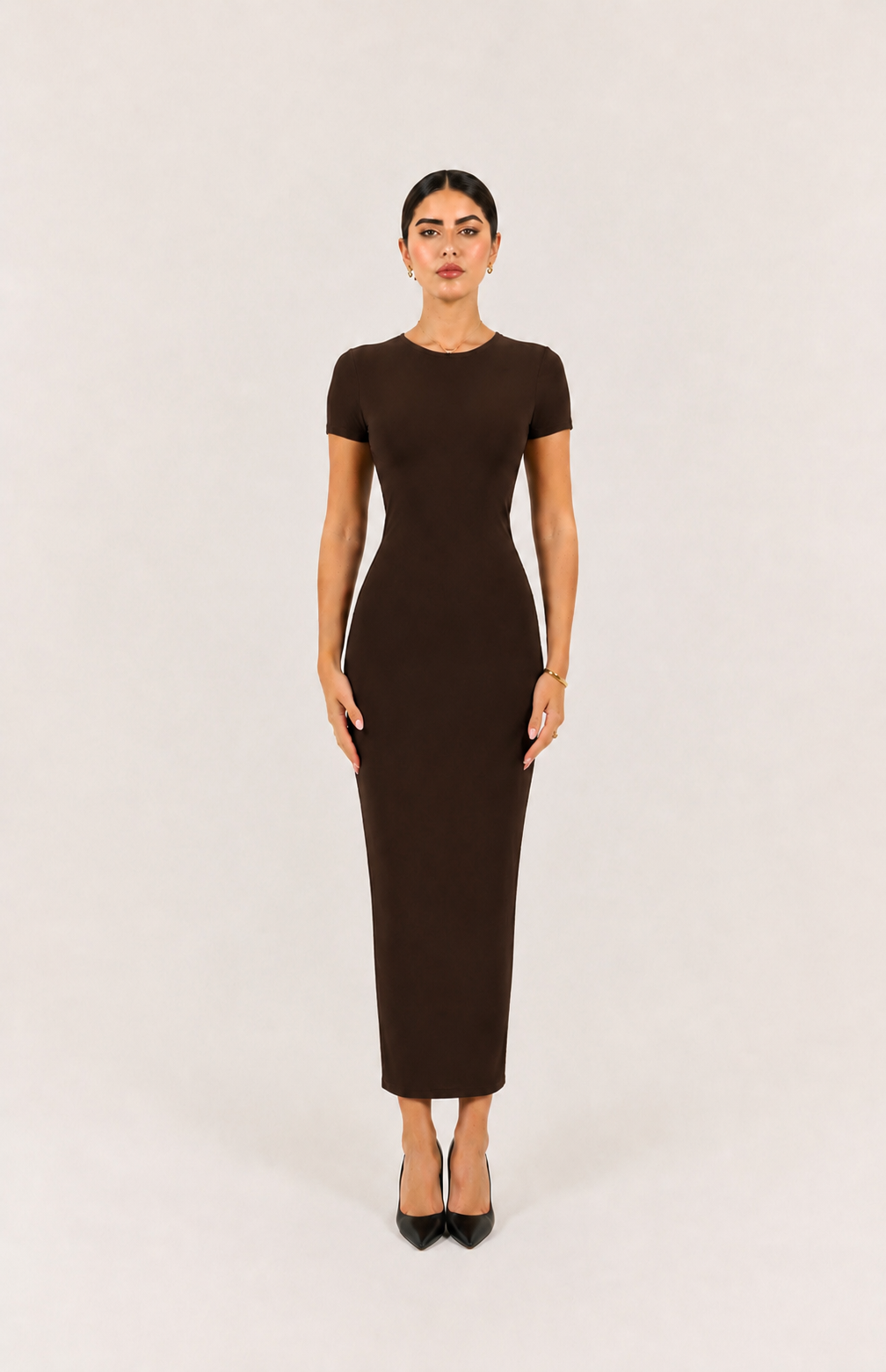 Basic Tee Dress - Brown