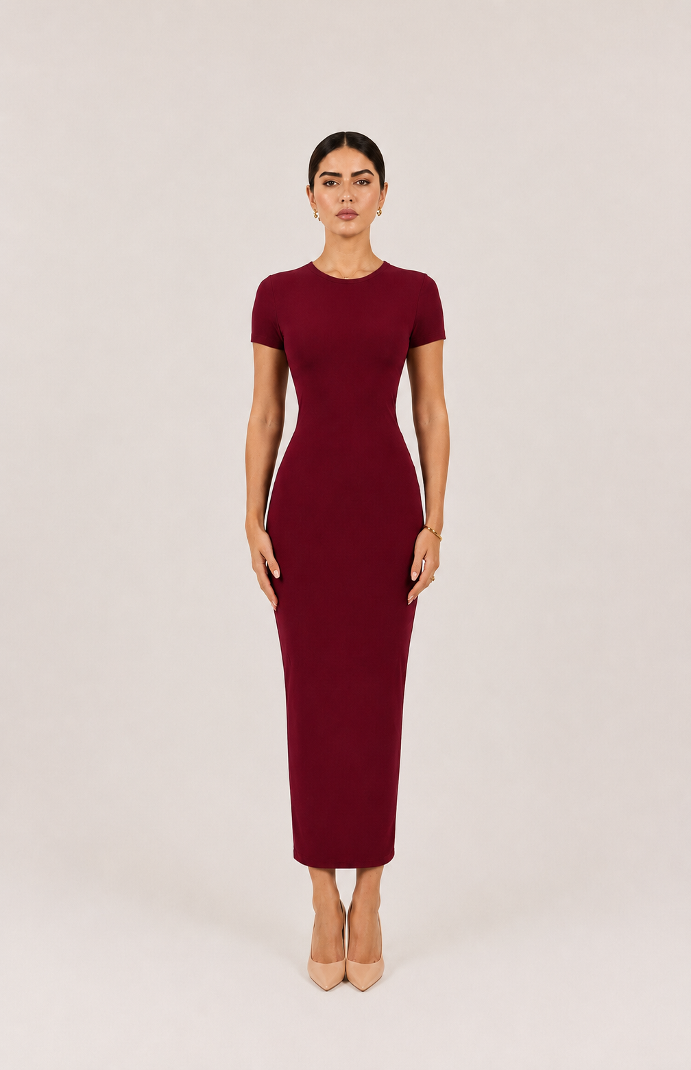 Basic Tee Dress - Cherry