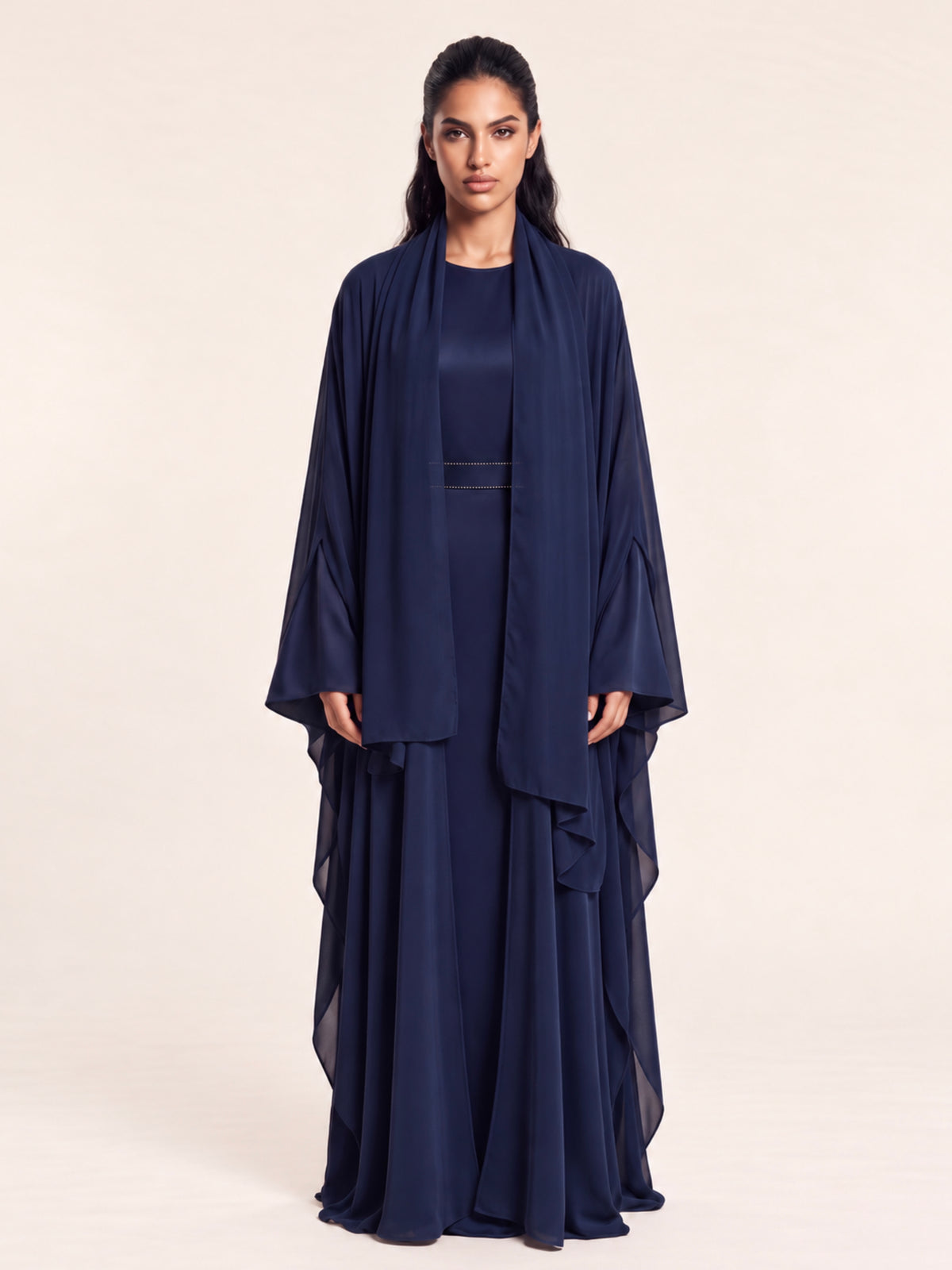 Pre-Order Blue Butterfly Dress & Abaya Set