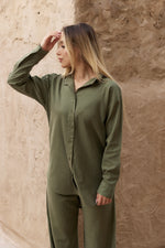 Linen set dark green - Flaya