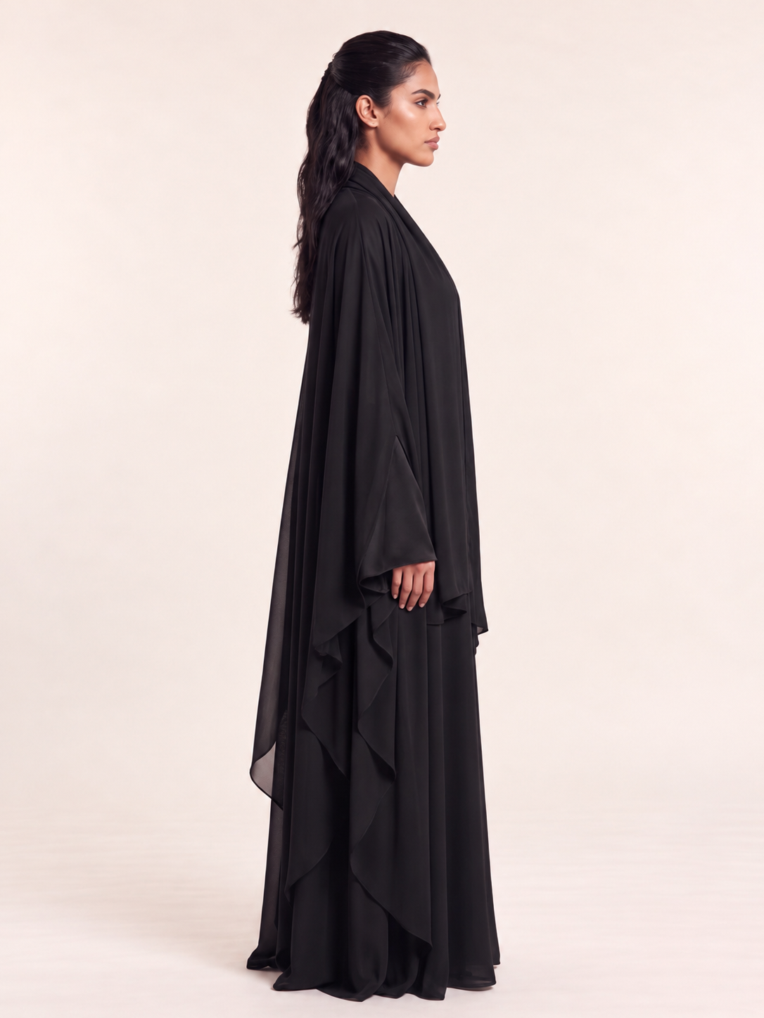 Pre-Order Black Butterfly Dress & Abaya Set
