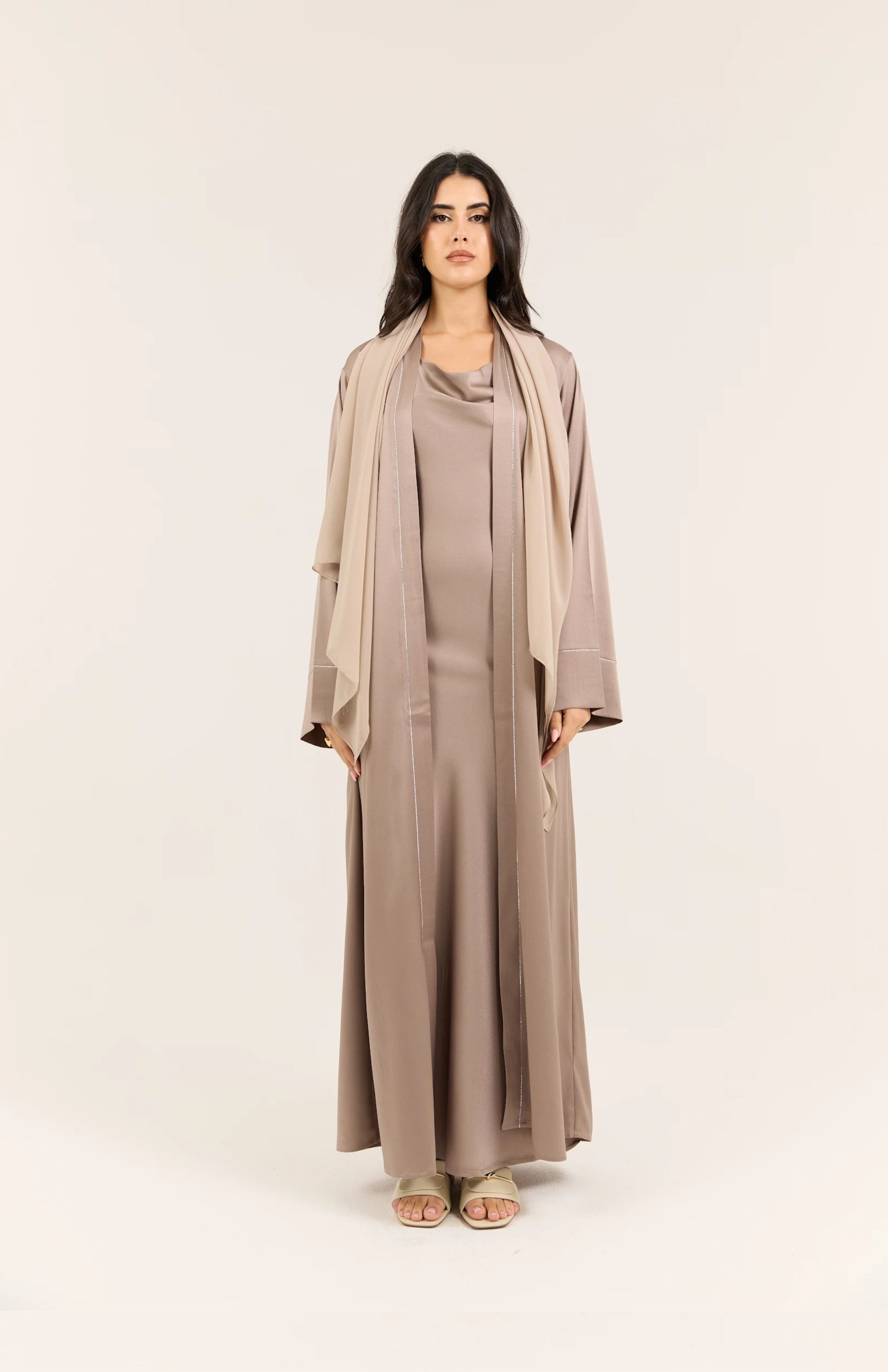 Nude 4-Piece Emirati Satin Set