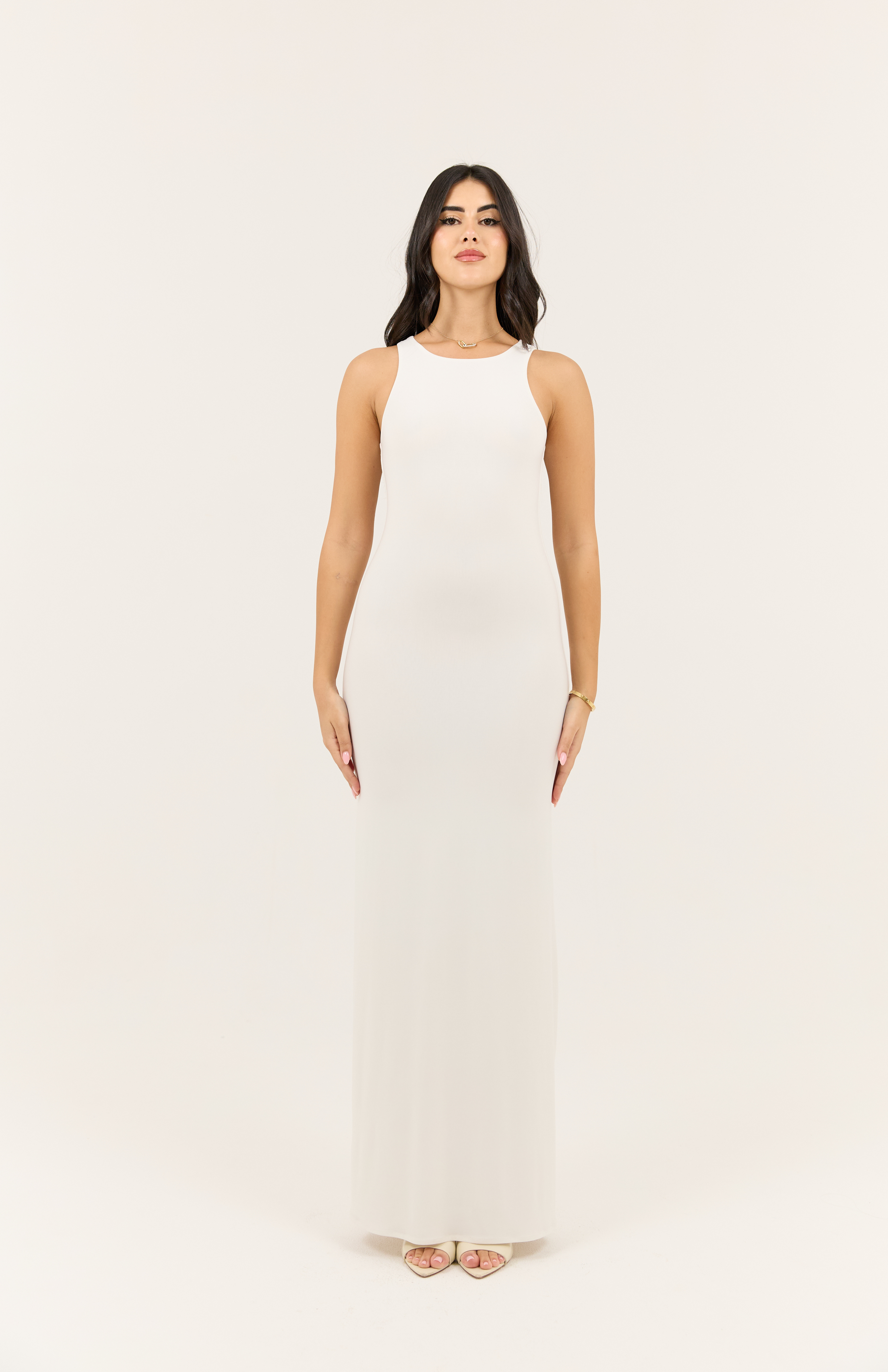 White Basic Dress - Sculpting Fit