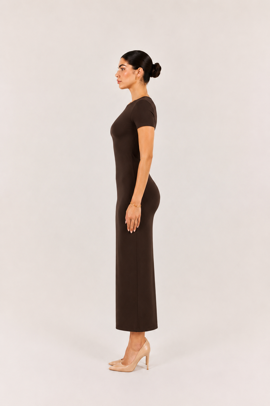 Basic Tee Dress - Brown