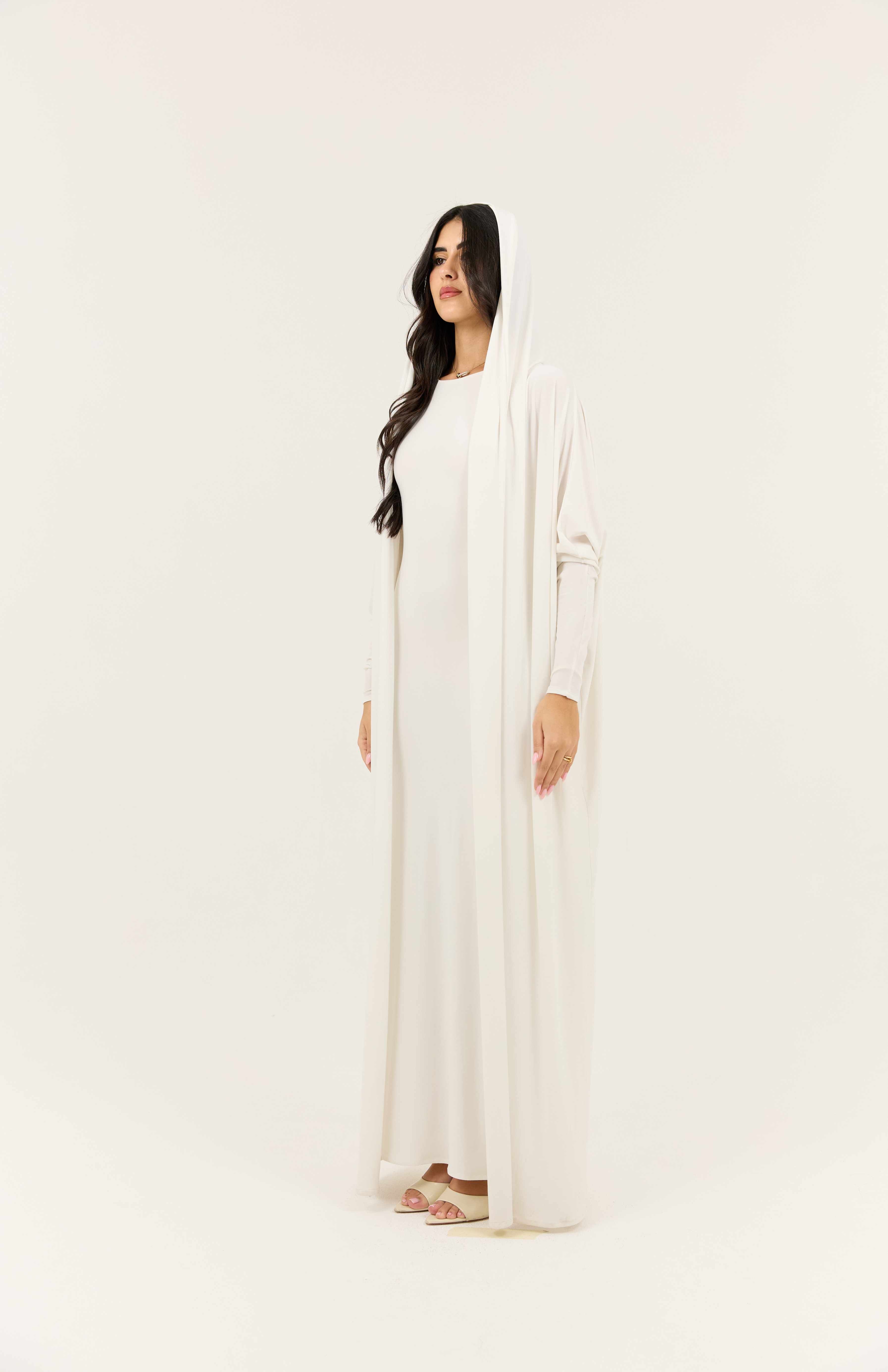 White Stretch Abaya