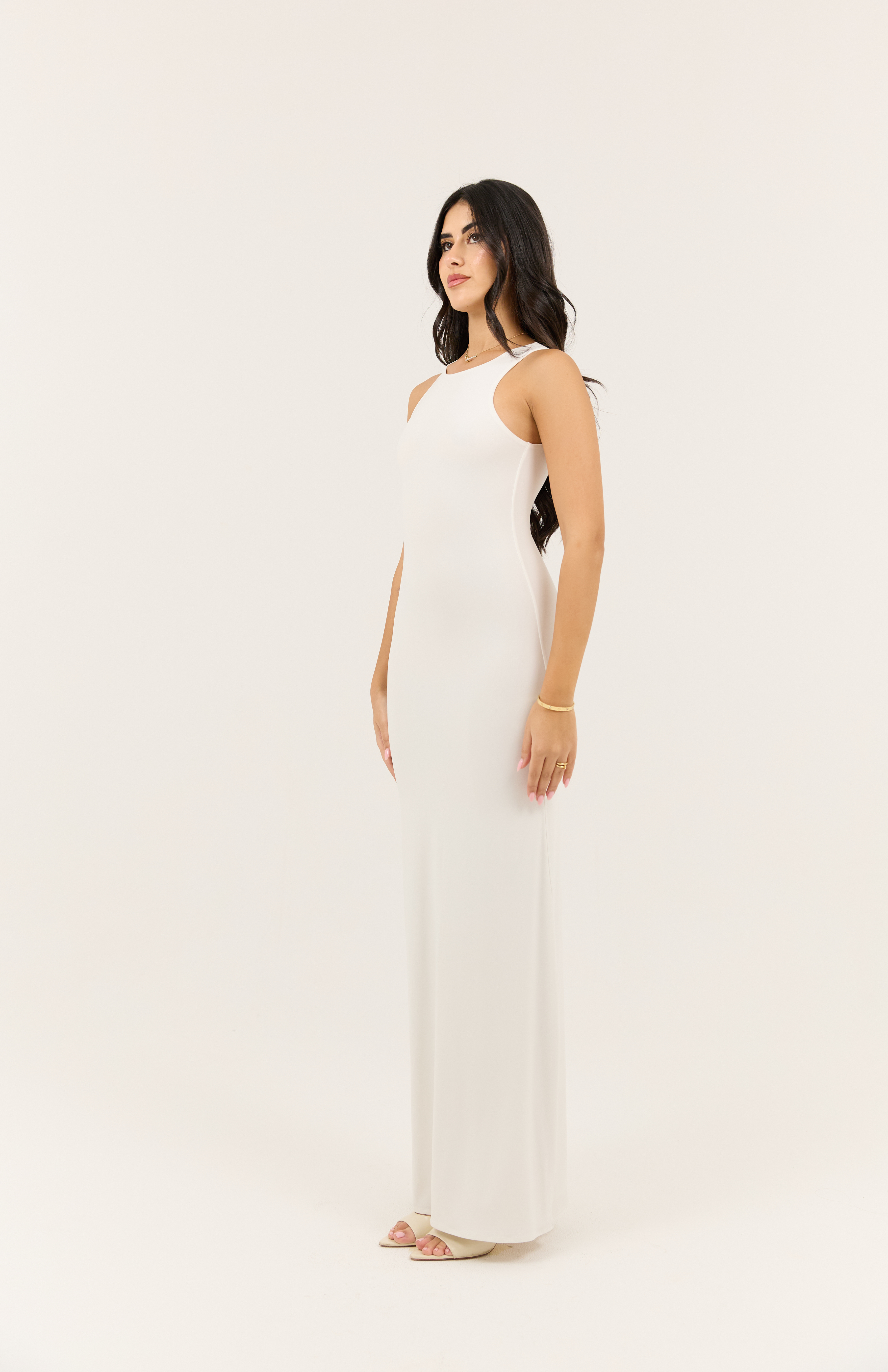 White Basic Dress - Sculpting Fit