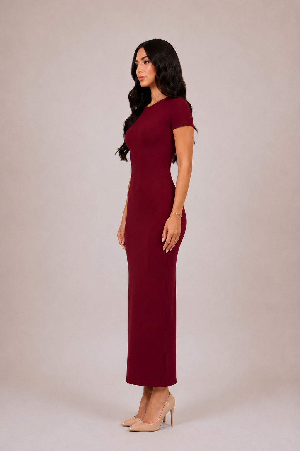 Basic Tee Dress - Cherry