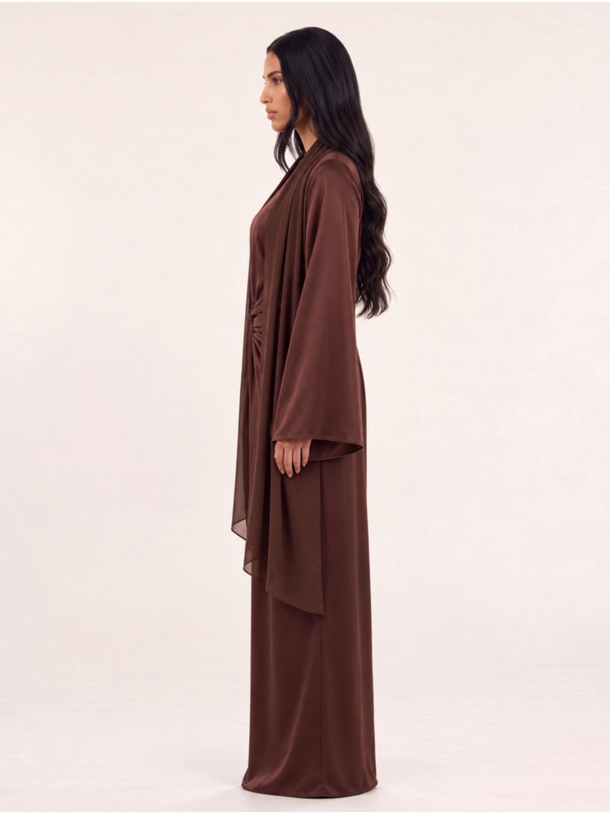 Pre-Order Brown Butterfly Blouse & Skirt Set
