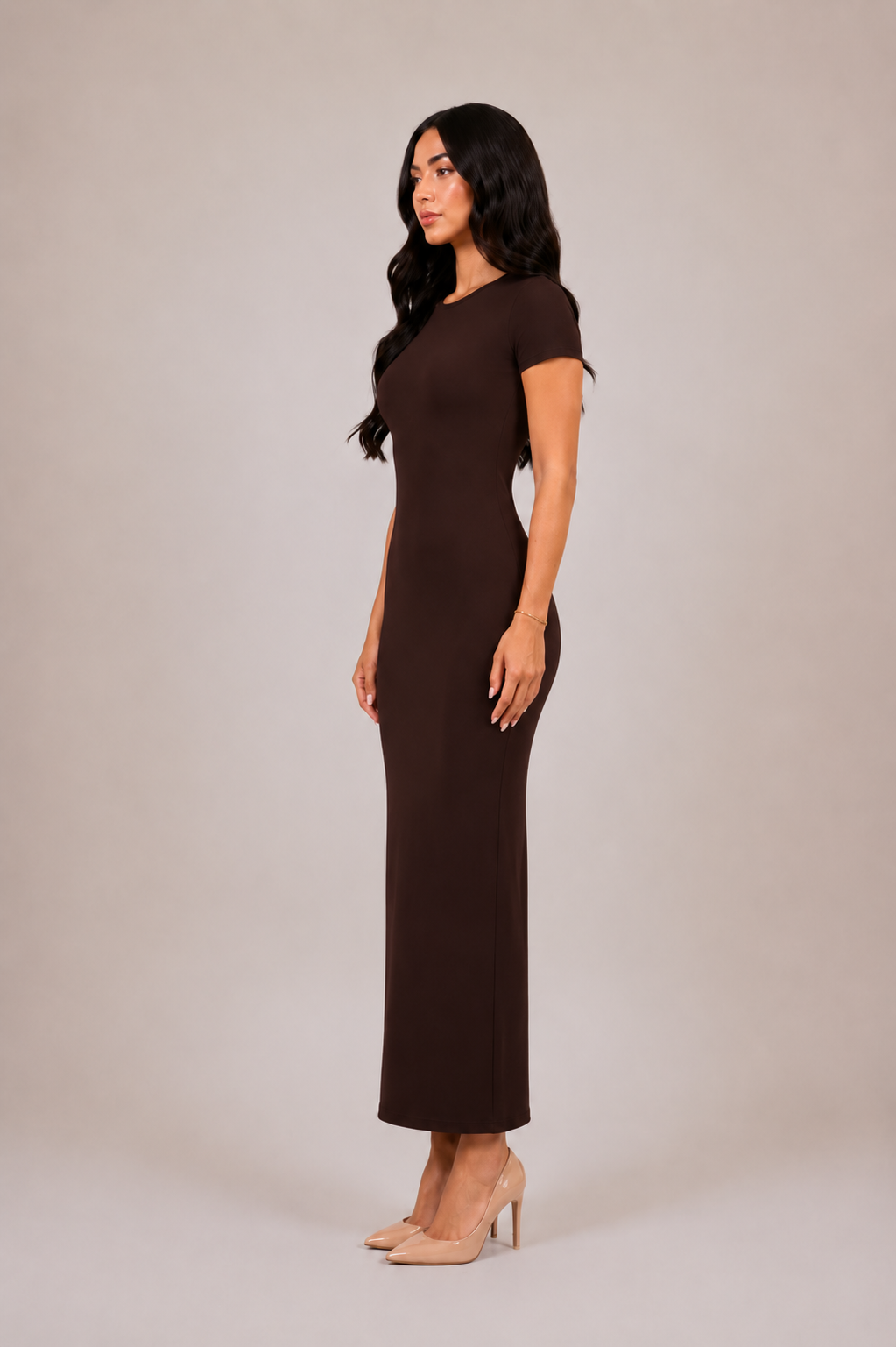 Basic Tee Dress - Brown