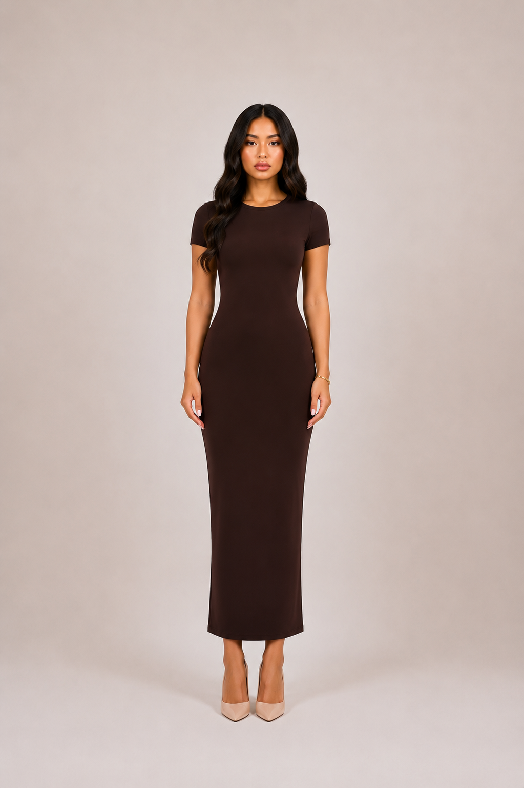 Basic Tee Dress - Brown