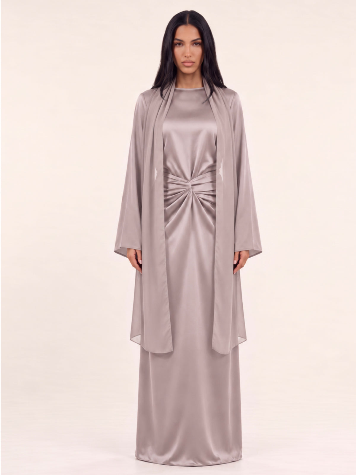 Pre-Order Gray Butterfly Blouse & Skirt Set