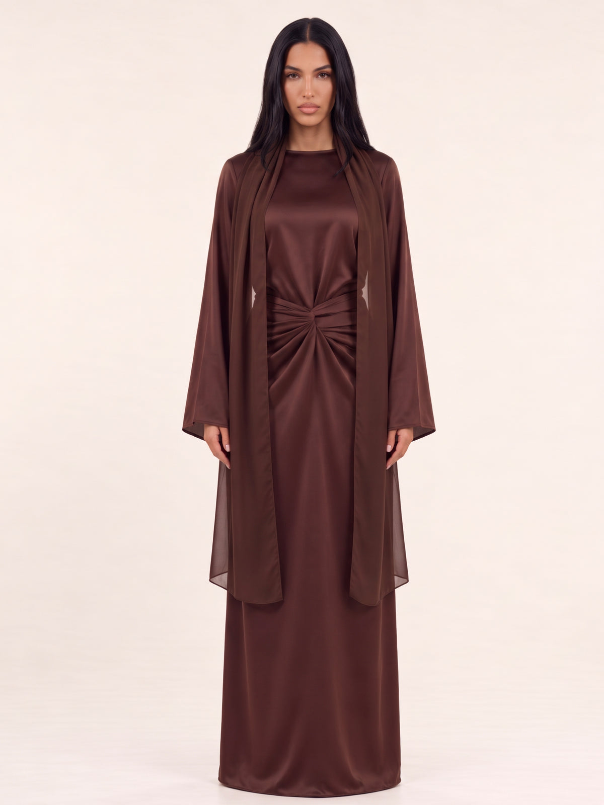 Pre-Order Brown Butterfly Blouse & Skirt Set