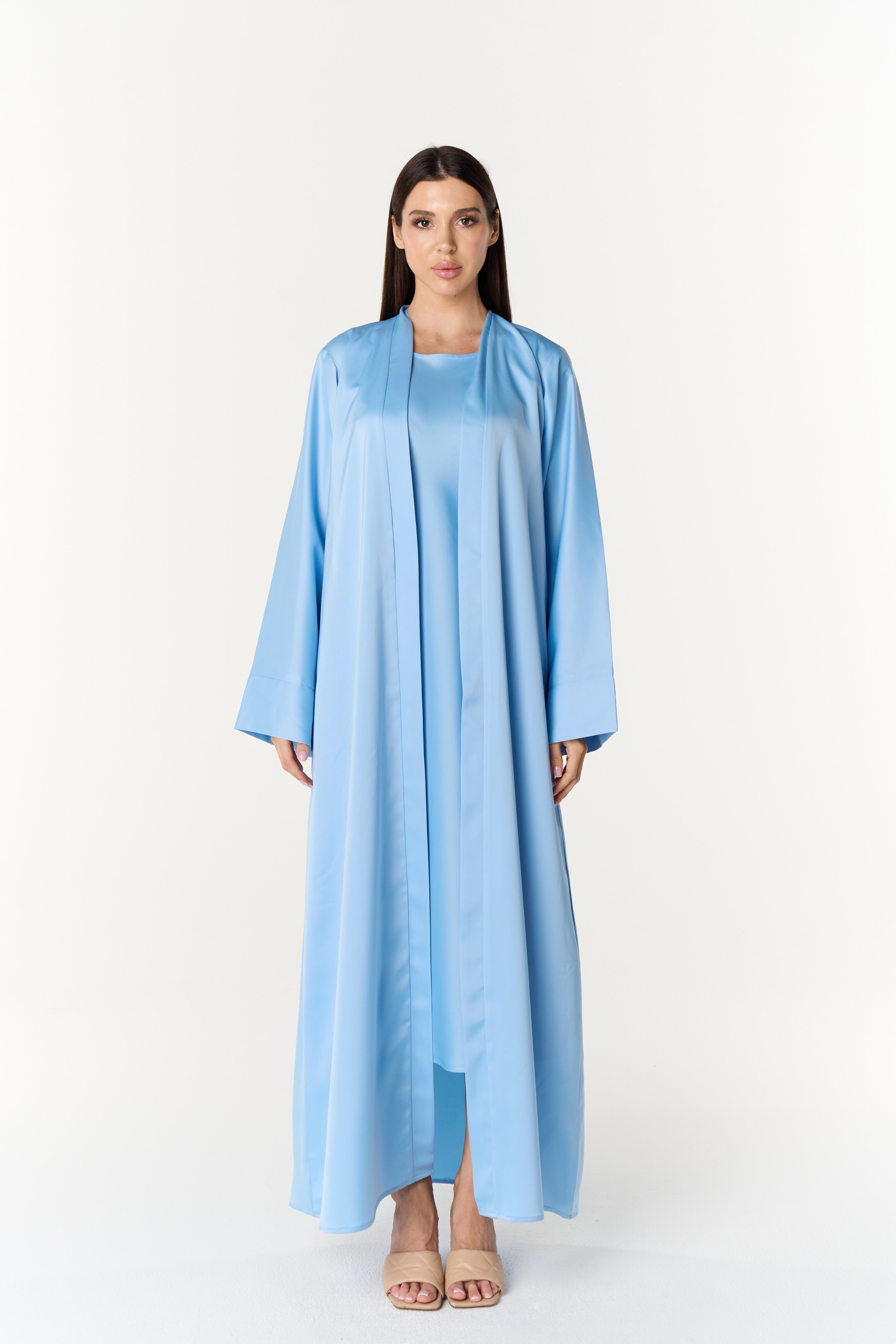 Elegant Satin Abaya Baby Bue