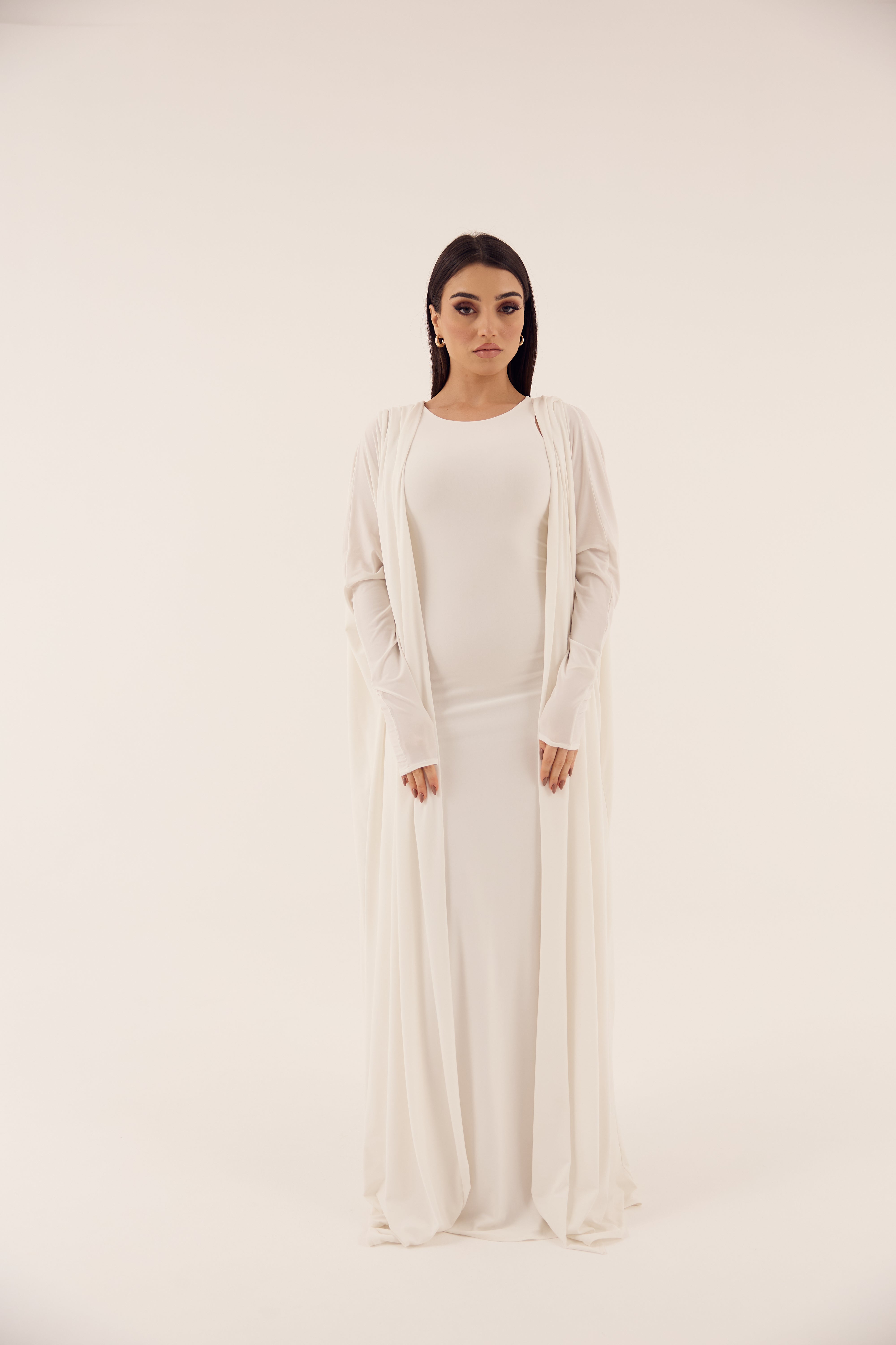 White Stretch Abaya