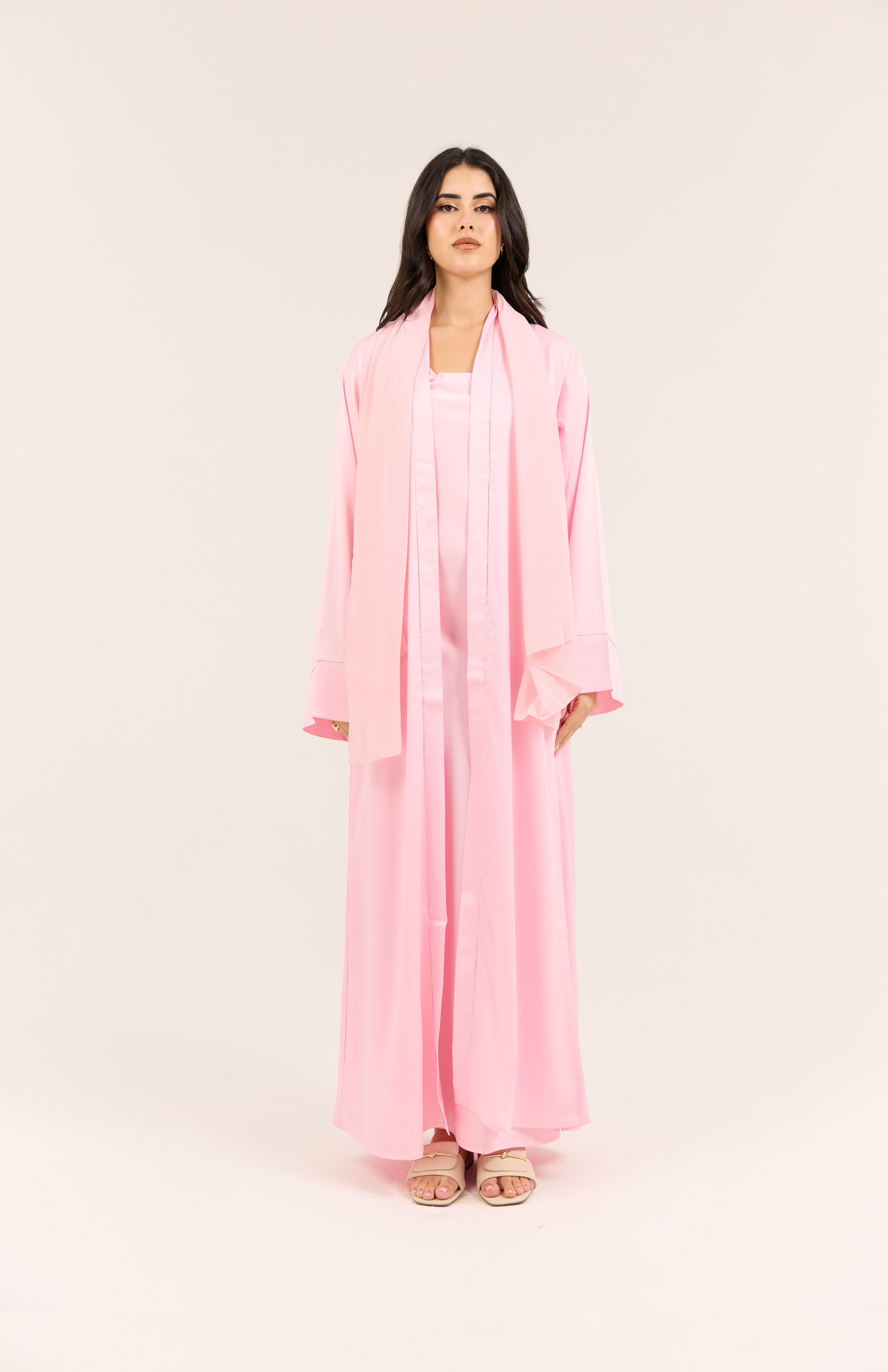 Pink 4-Piece Emirati Satin Set